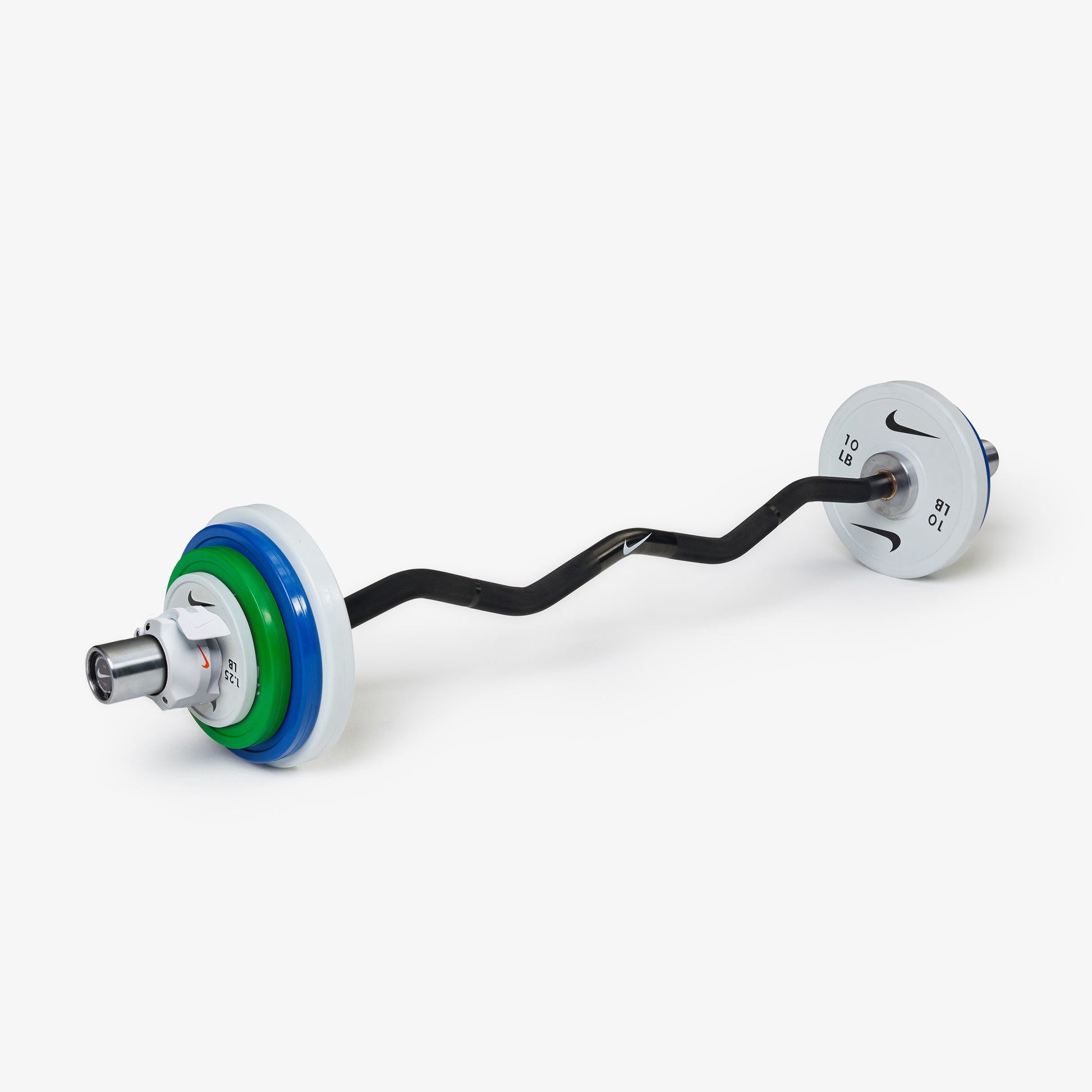 Nike Curl Bar - Black / Nike Change Plates (1.25 - 10 lb pairs) / White/Orange