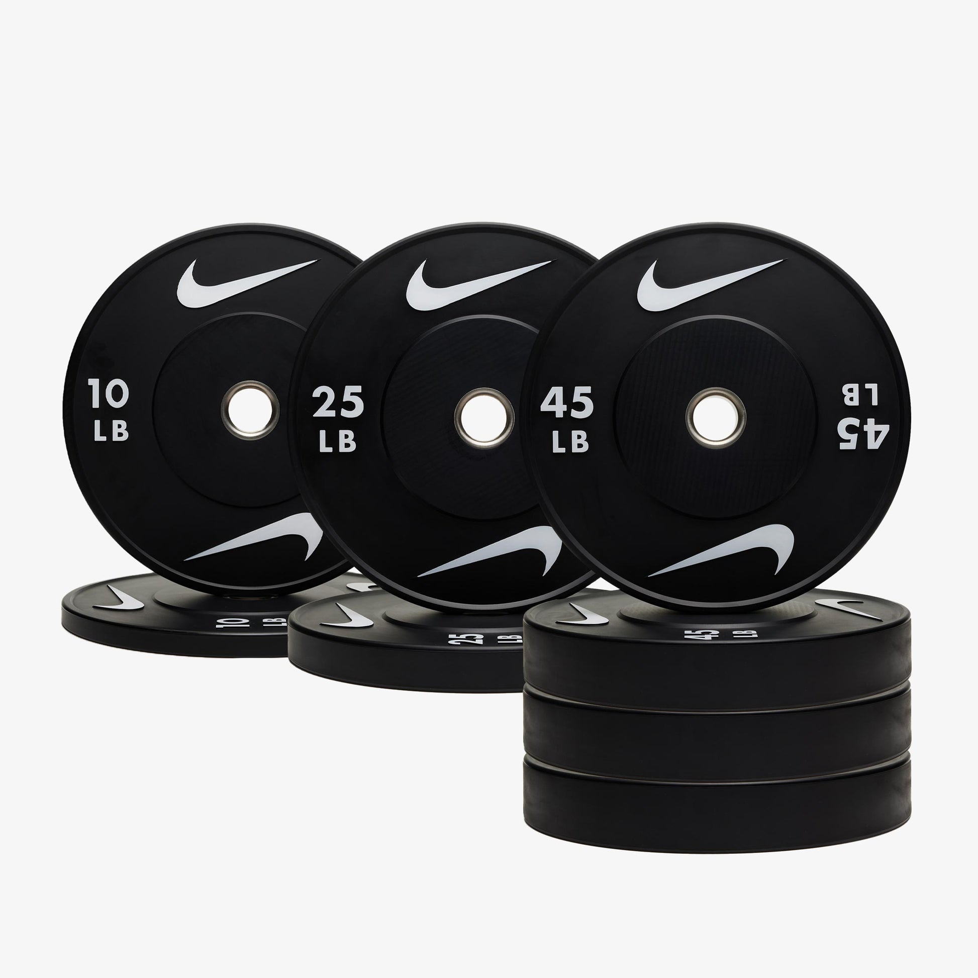 Nike Half Rack / Black/White Dumbbells + Plates / 20 kg Orange SWOOSH | Nike Half Rack / Black/White Dumbbells + Plates / 20 kg Red SWOOSH | Nike Half Rack / Black/White Dumbbells + Plates / 20 kg Black ("Just Do It") | Nike Half Rack / Black/White Dumbbells + Plates / 15 kg Orange SWOOSH
