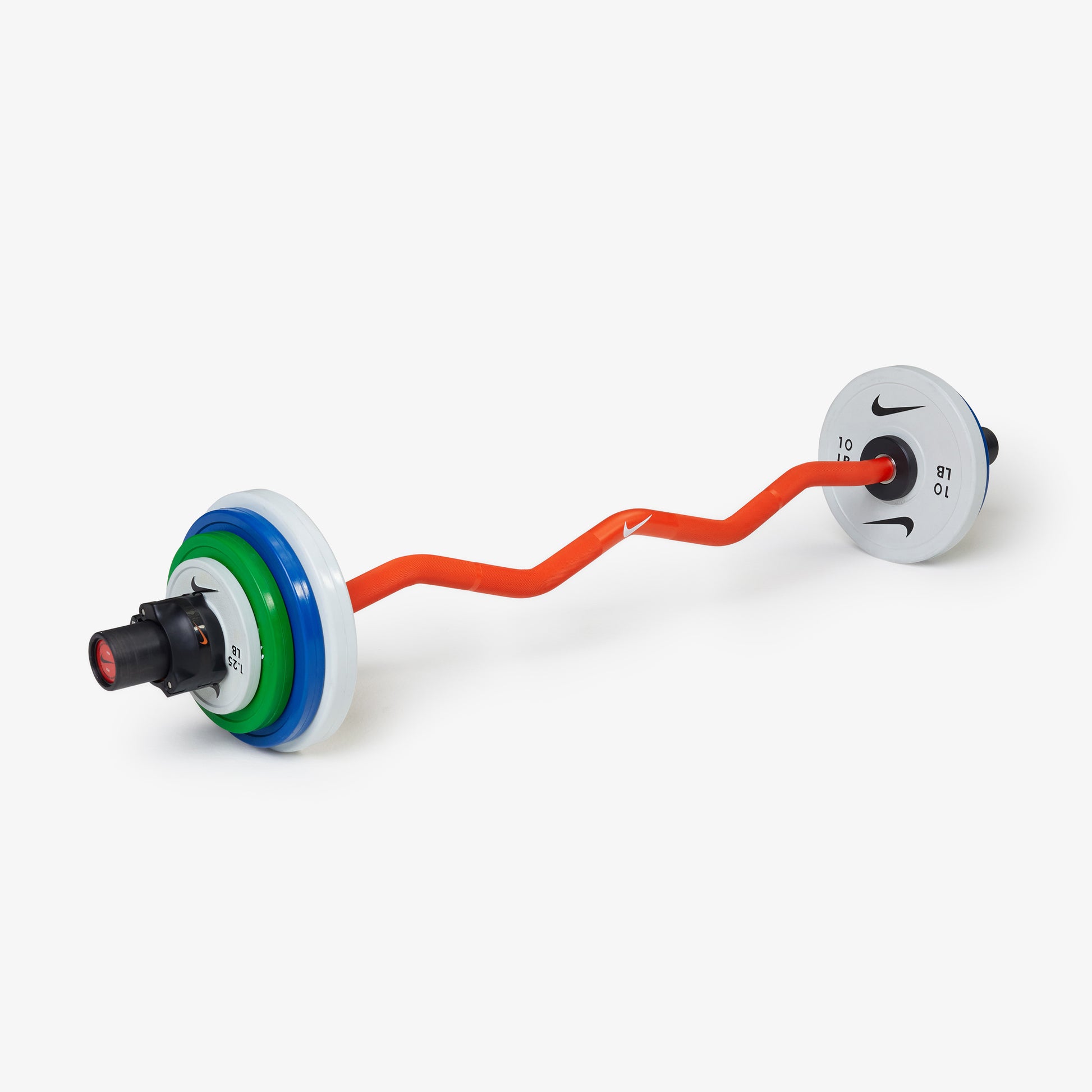 Nike Strength Shield Curl Bar - Orange Swoosh / Nike Change Plates (1.25 - 10 lb pairs) / Black/Orange