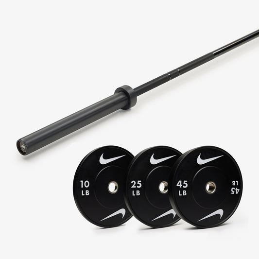 Nike Black Chrome Barbell & Weights Bundle