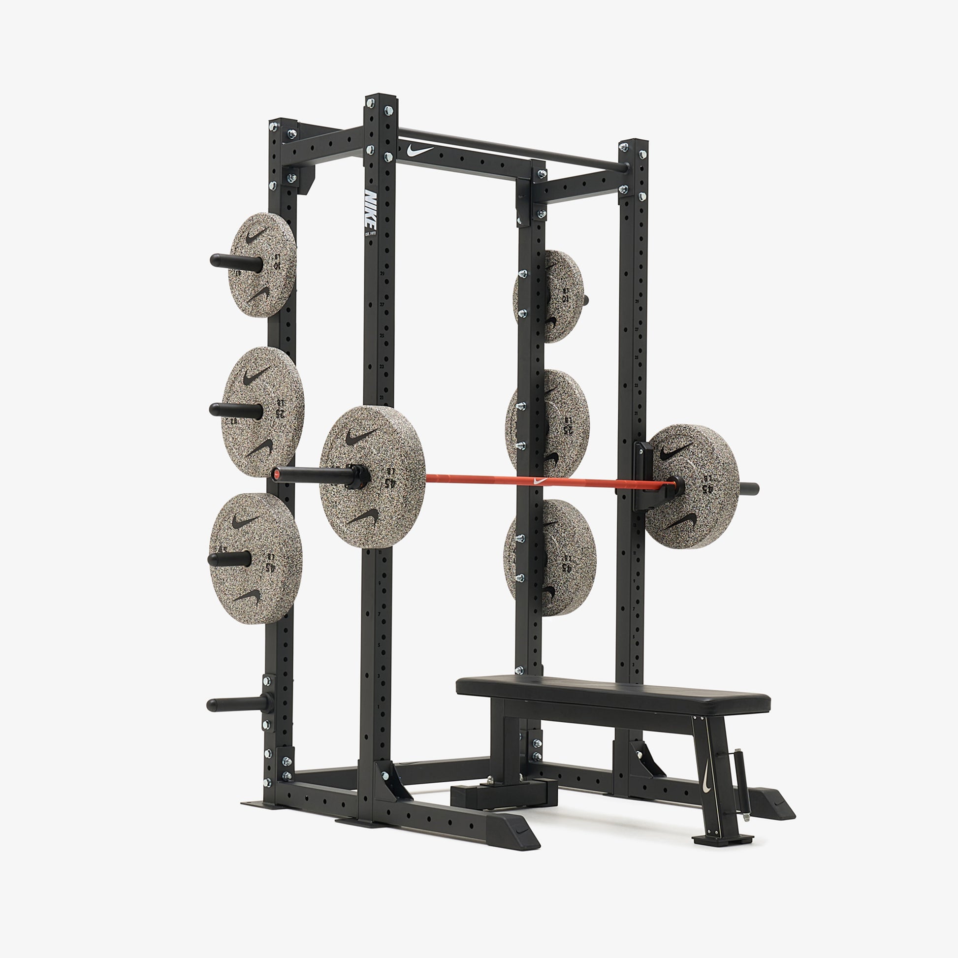 Nike Half Rack / Nike Grind Bumper Plates / 20 kg Nike Strength Shield - Orange SWOOSH
