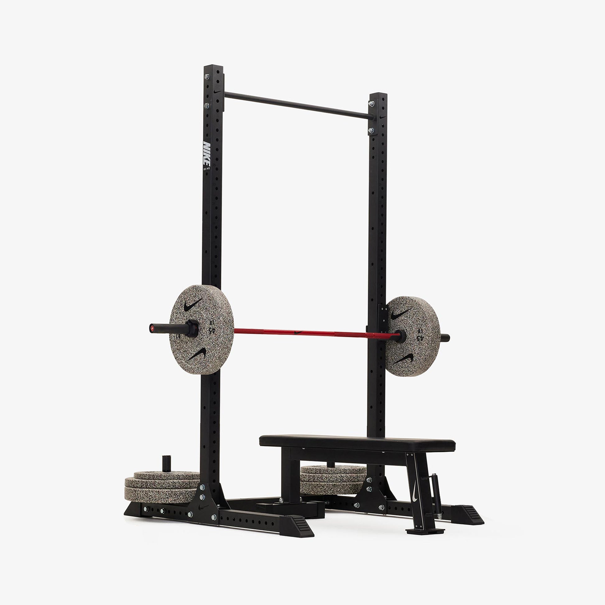 Nike Squat Rack / Nike Grind Bumper Plates / 20 kg Nike Strength Shield - Red SWOOSH