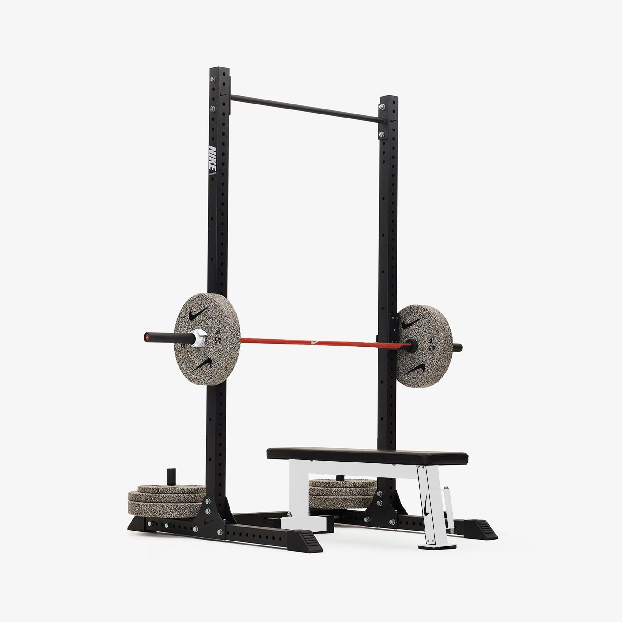 Nike Squat Rack / Nike Grind Bumper Plates / 20 kg Nike Strength Shield - Orange SWOOSH