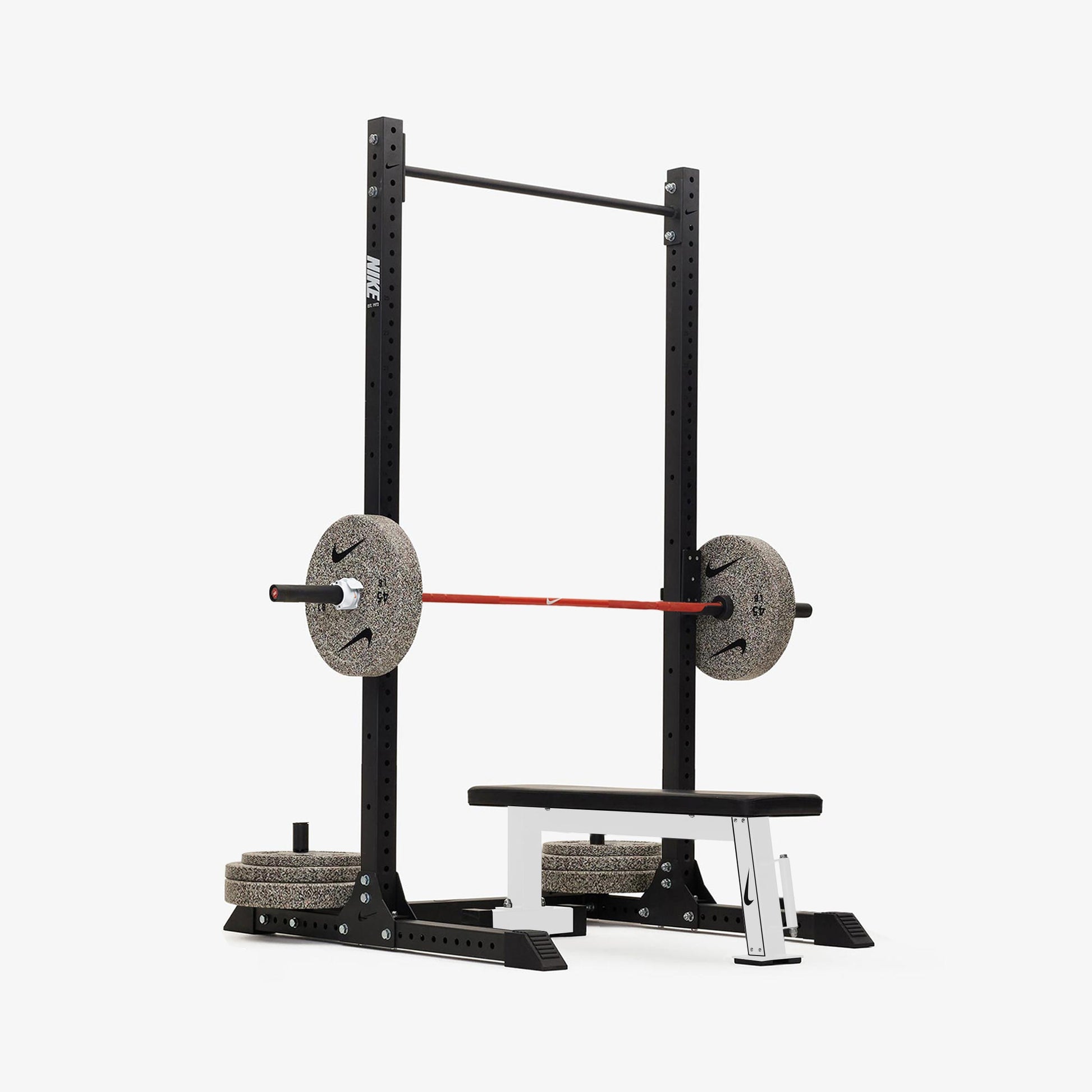 Nike Squat Rack / Nike Grind Bumper Plates / 15 kg Nike Strength Shield - Orange SWOOSH
