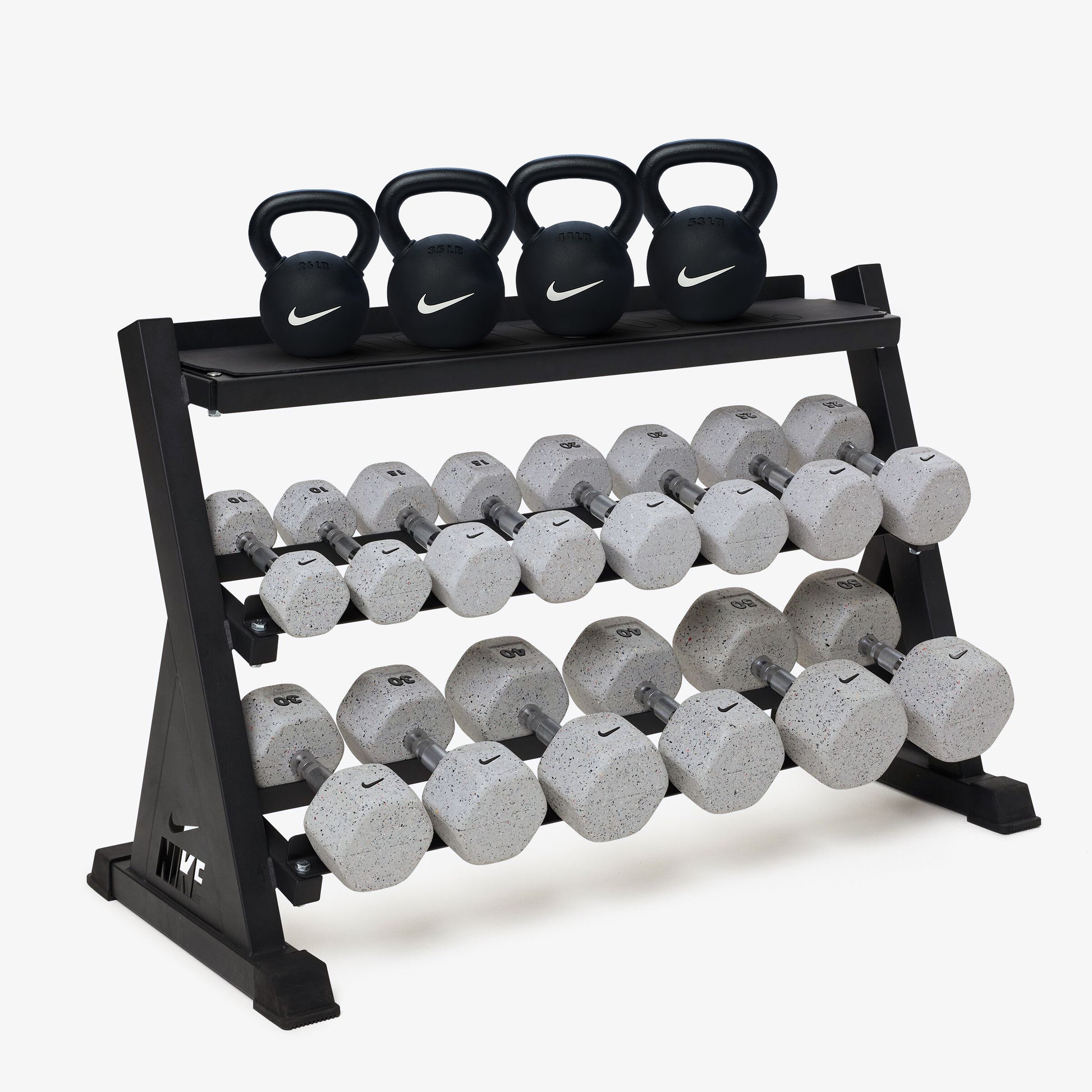 Nike Grind / 10-50 lb / Rubber Coated - Black/White / 26-53 lb