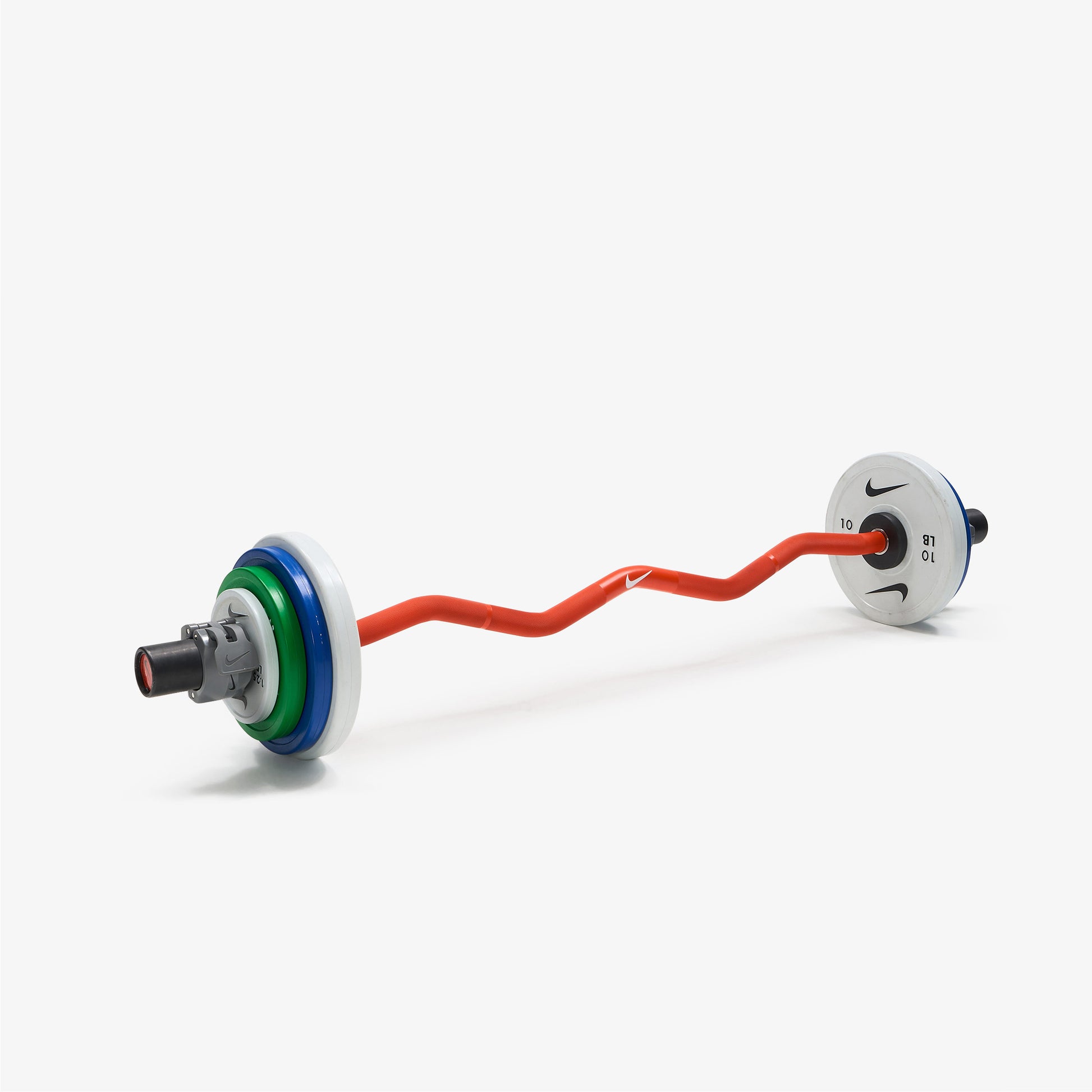 Nike Strength Shield Curl Bar - Orange Swoosh / Nike Change Plates (1.25 - 10 lb pairs) / Grey/Black