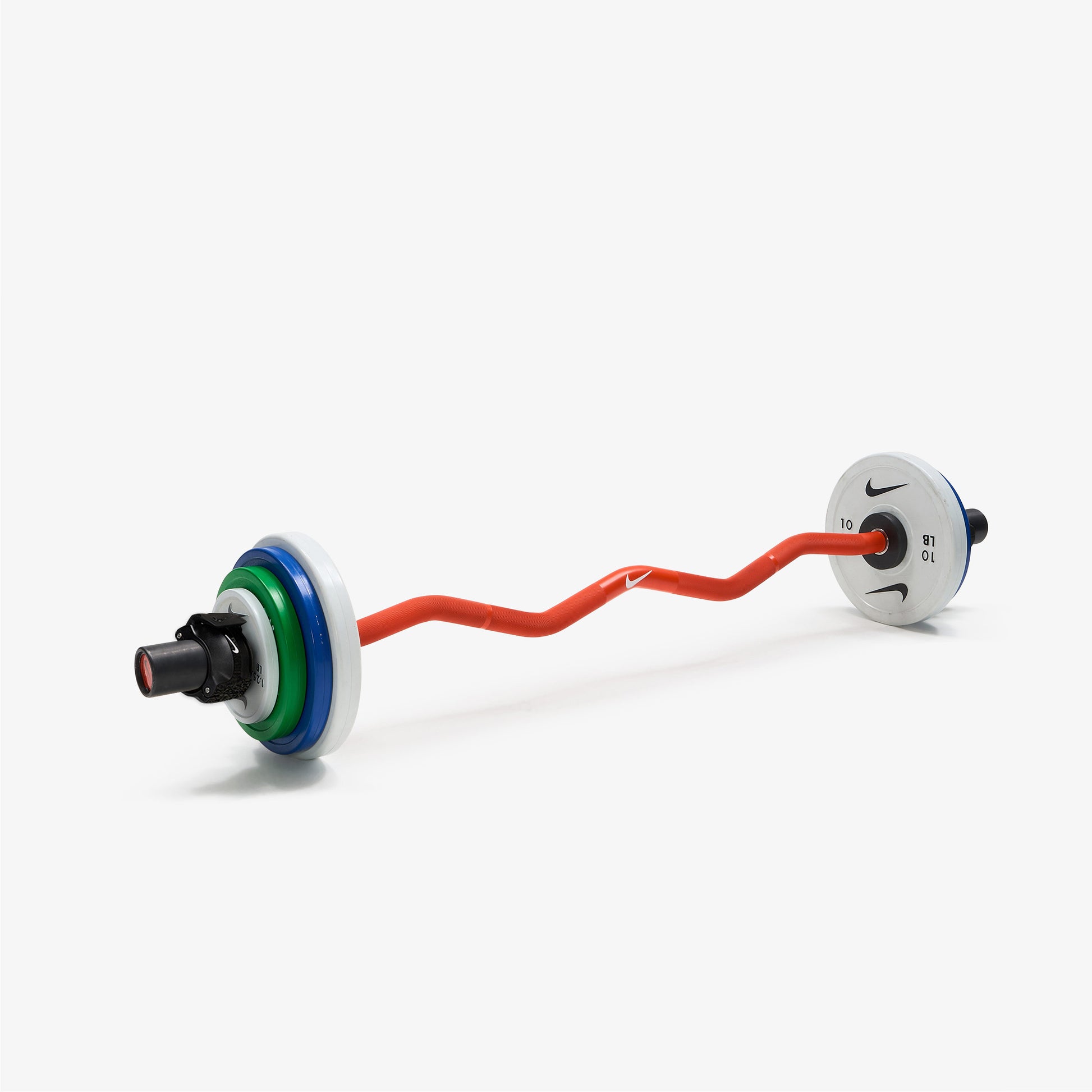 Nike Strength Shield Curl Bar - Orange Swoosh / Nike Change Plates (1.25 - 10 lb pairs) / Black/White
