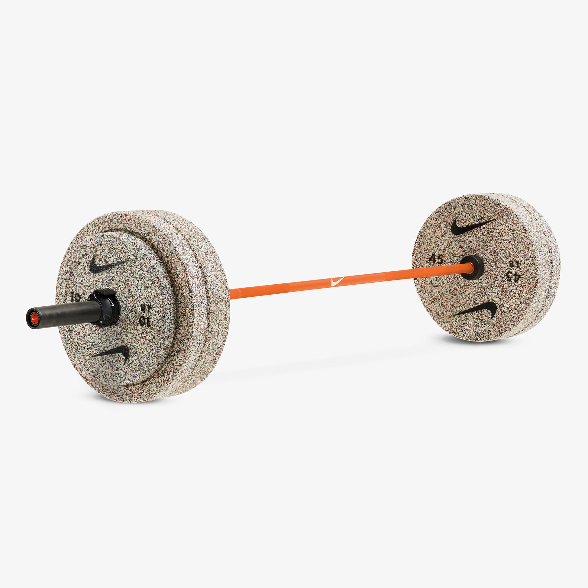 20 kg Nike Strength Shield - Orange Swoosh / Nike Grind Bumper Plates / Black/White