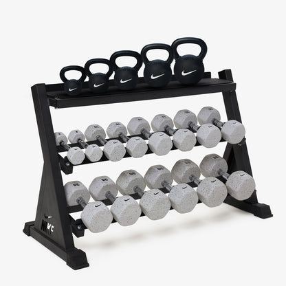 Nike Kettlebell & Dumbbell Rack Sets – Nike Grind / 5-35 lb / Rubber Coated - Black/White - 9-35 lb