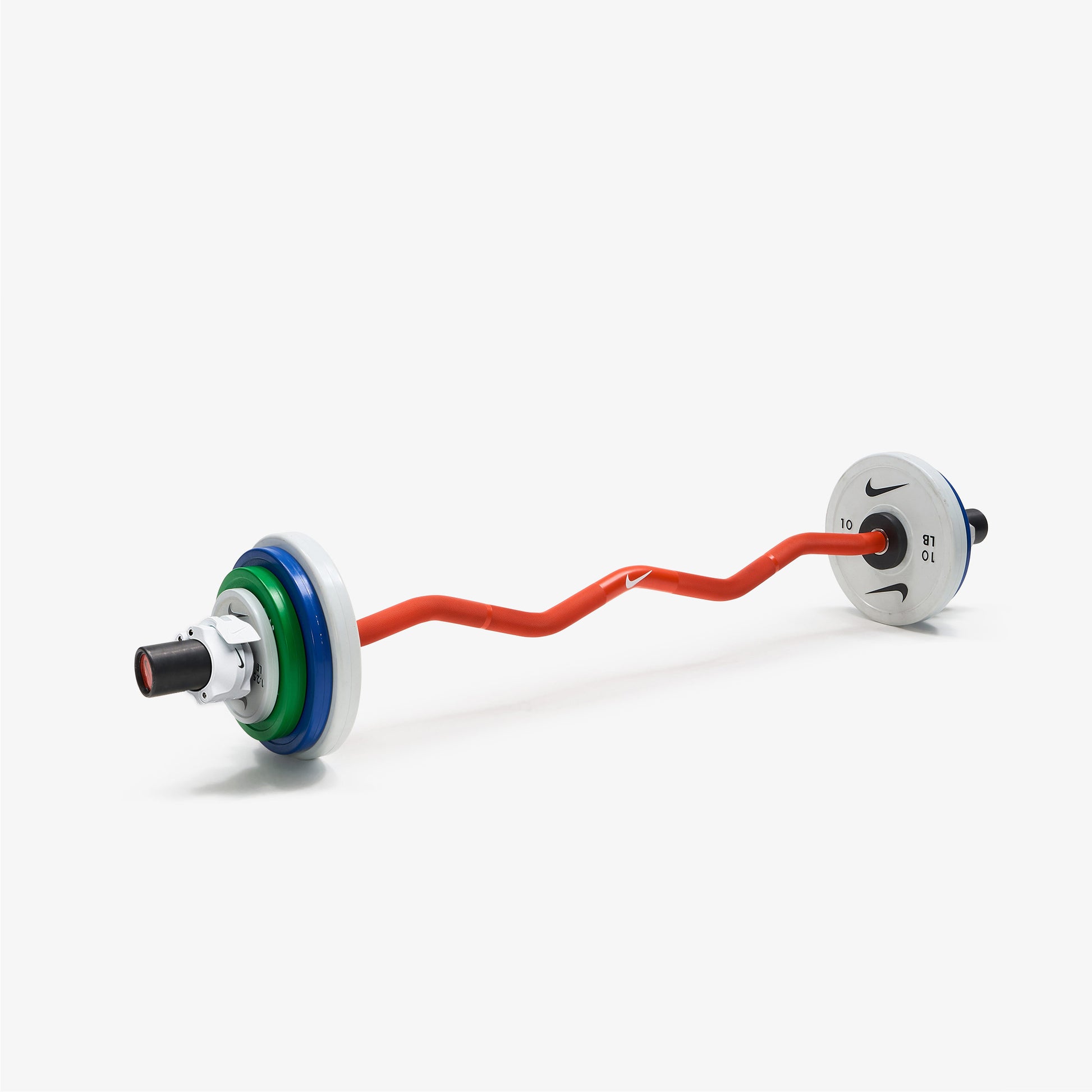 Nike Strength Shield Curl Bar - Orange Swoosh / Nike Change Plates (1.25 - 10 lb pairs) / White/Black
