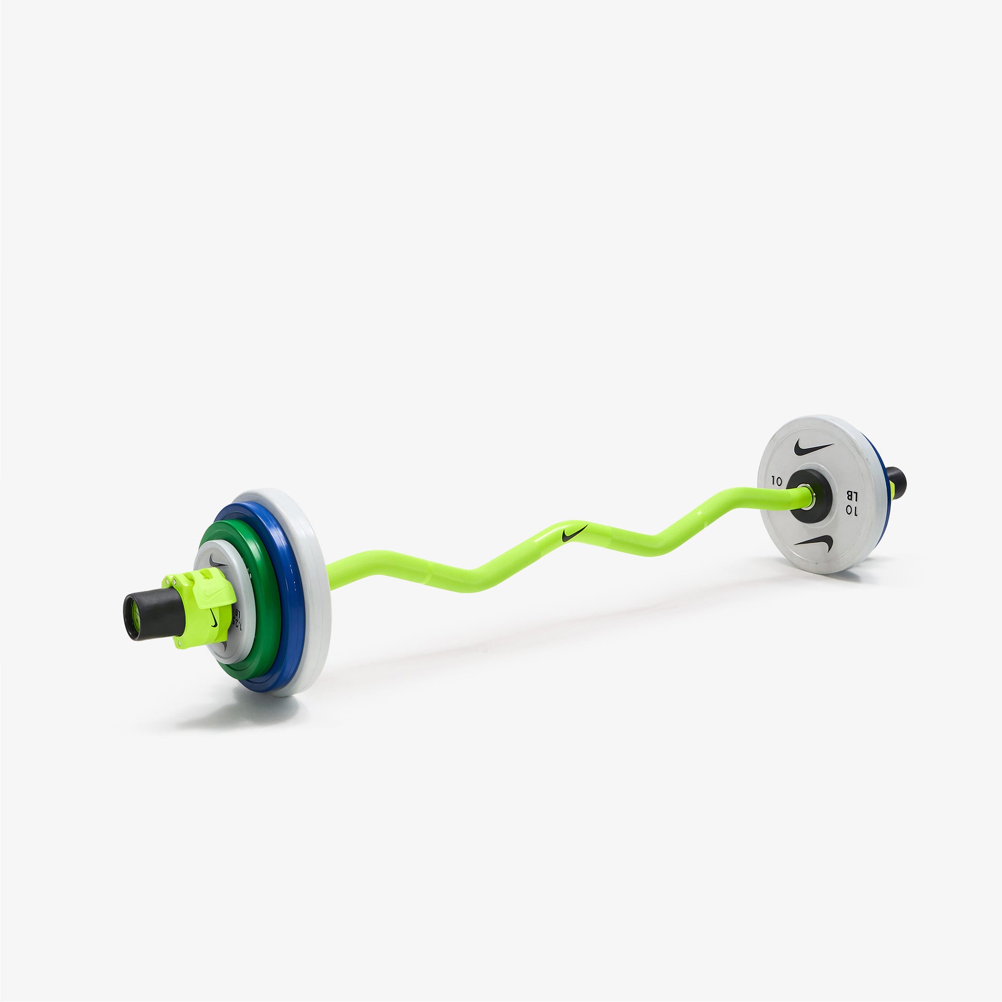 Nike Strength Shield Curl Bar - Volt Swoosh / Nike Change Plates (1.25 - 10 lb pairs) / Volt/Black