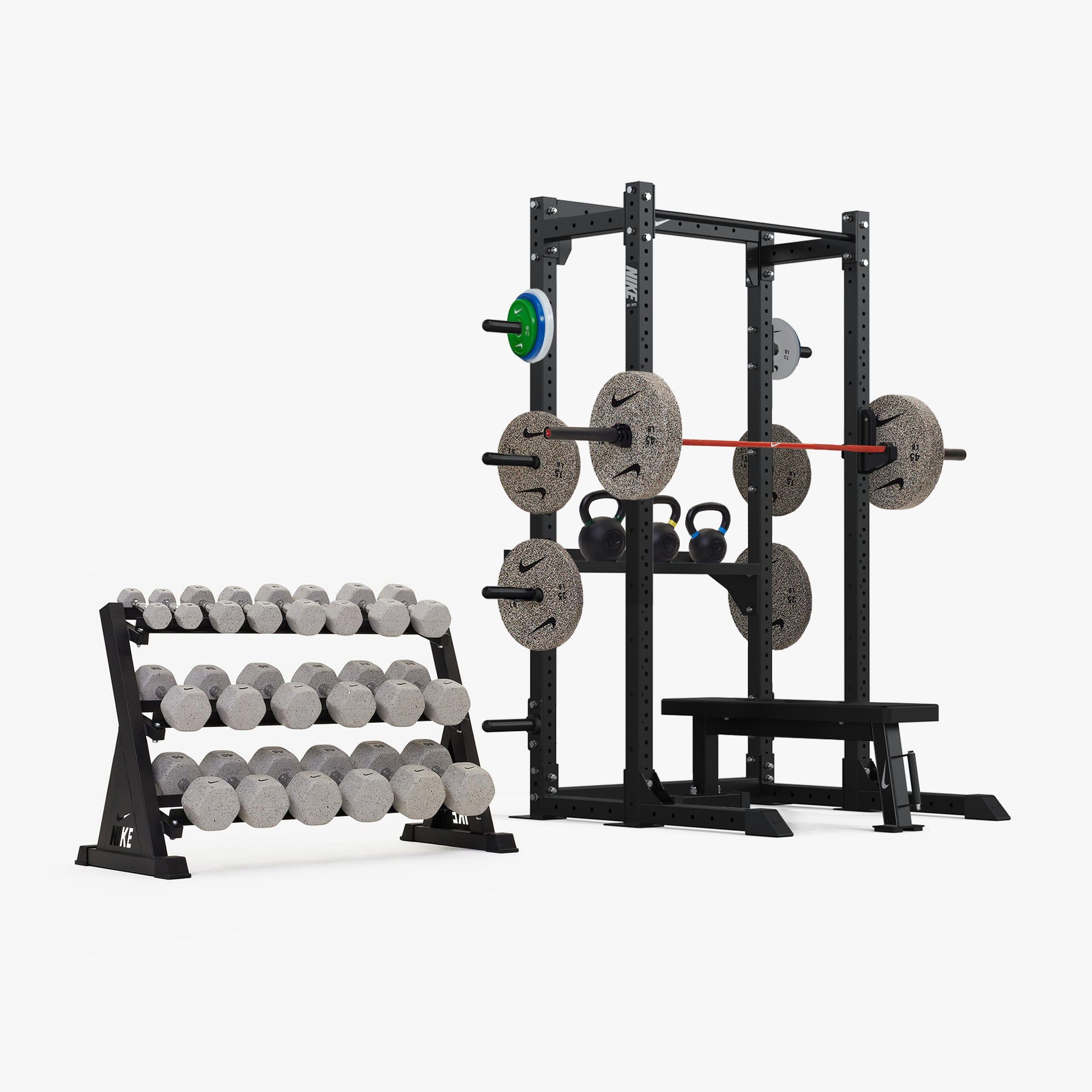 Nike Half Rack / Nike Grind Dumbbells + Plates / 20 kg Orange SWOOSH