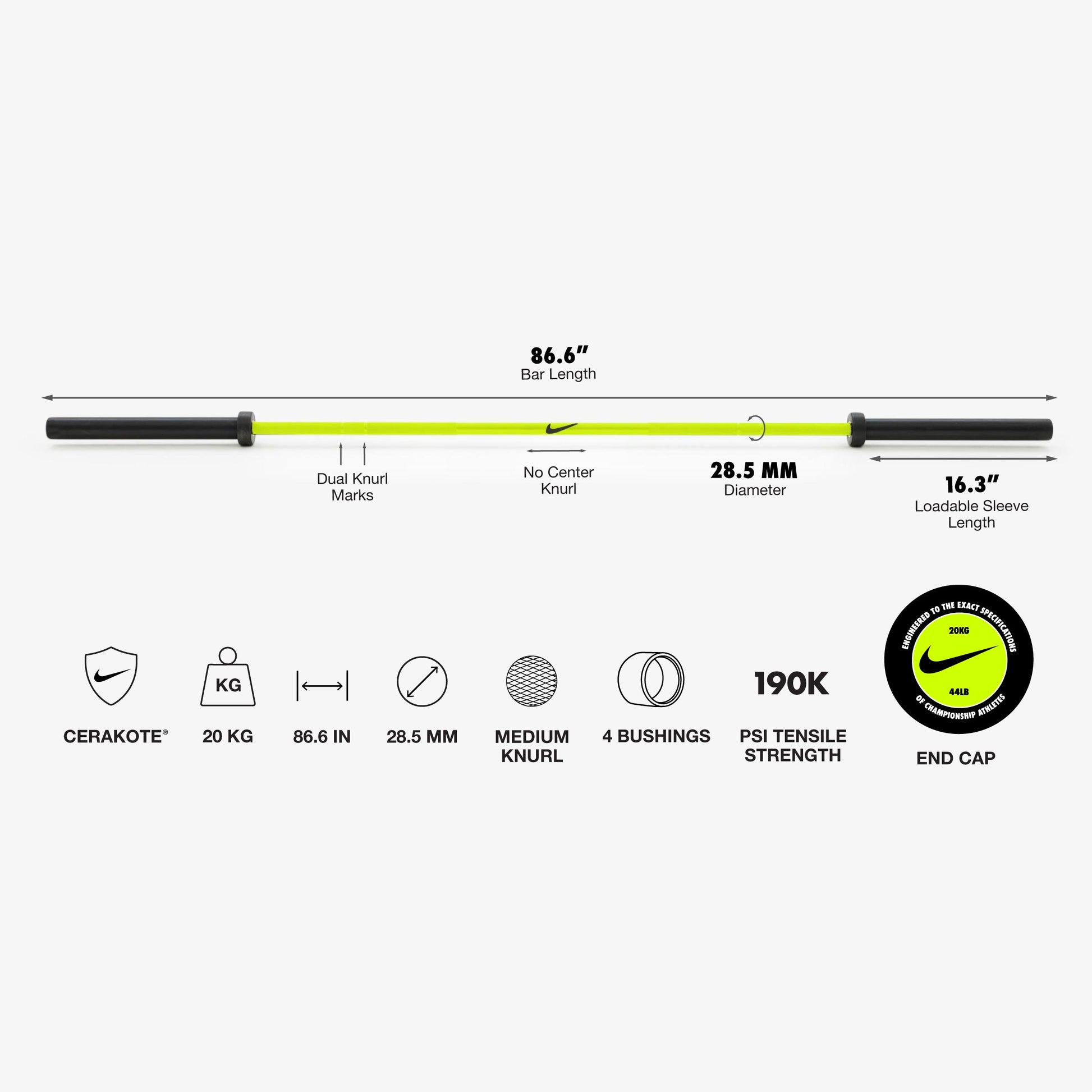 20 kg Nike Strength Shield - Volt Swoosh / Nike Black Bumper Plates / Black/Orange | 20 kg Nike Strength Shield - Volt Swoosh / Nike Grind Bumper Plates / Black/Orange | 20 kg Nike Strength Shield - Volt Swoosh / Nike Black Bumper Plates / Black/White | 20 kg Nike Strength Shield - Volt Swoosh / Nike Grind Bumper Plates / Black/White | 20 kg Nike Strength Shield - Volt Swoosh / Nike Black Bumper Plates / Grey/Black
