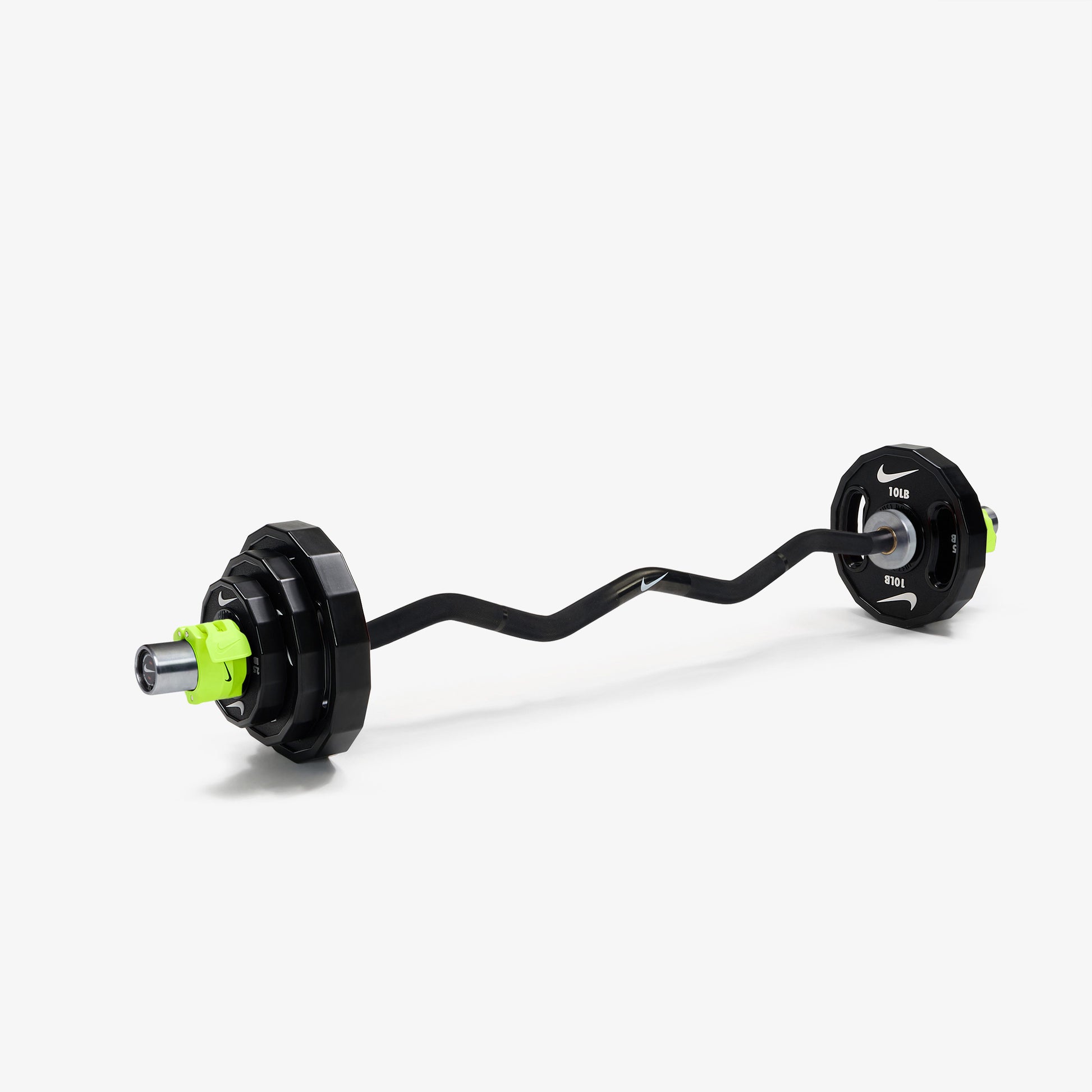 Nike Curl Bar - Black / Nike Strength Pro Urethane Plates (2.5 - 10 lb pairs) / Volt/Black