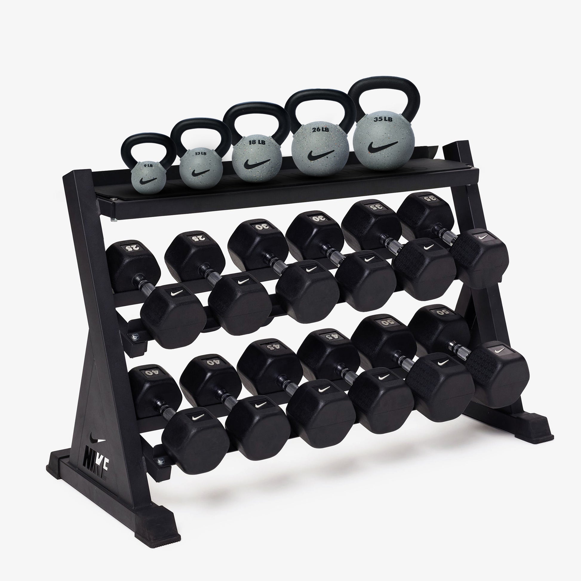 Black/White / 25-50 lb / Rubber Coated - Nike Grind / 9-35 lb