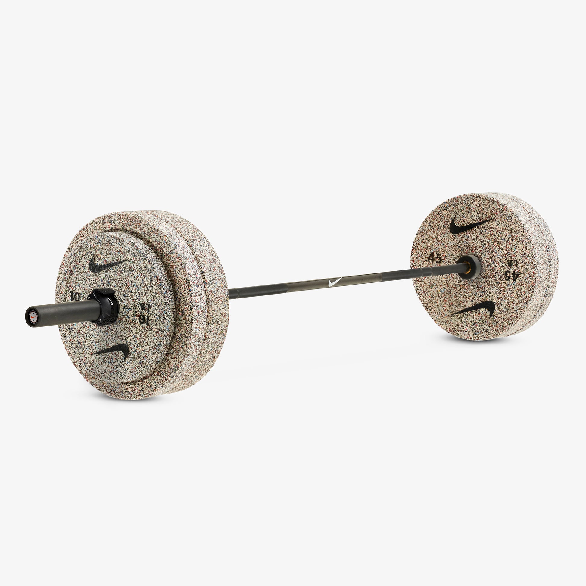 20 kg Nike Black Chrome Swoosh / Nike Grind Bumper Plates / Black/White