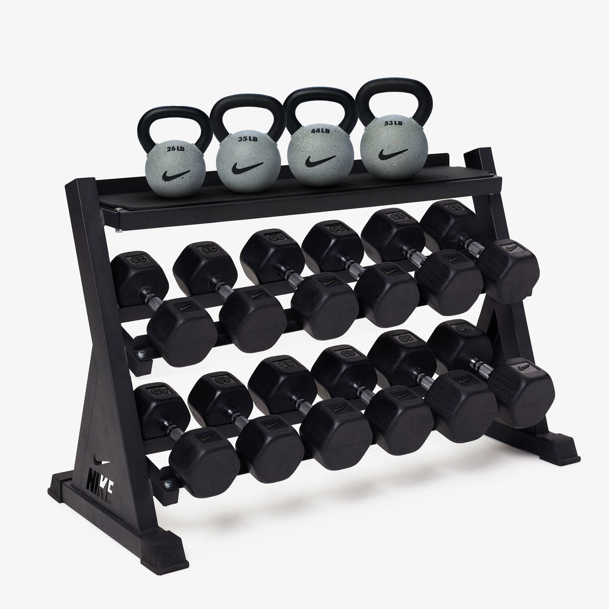 Black/Black / 25-50 lb / Rubber Coated - Nike Grind / 26-53 lb