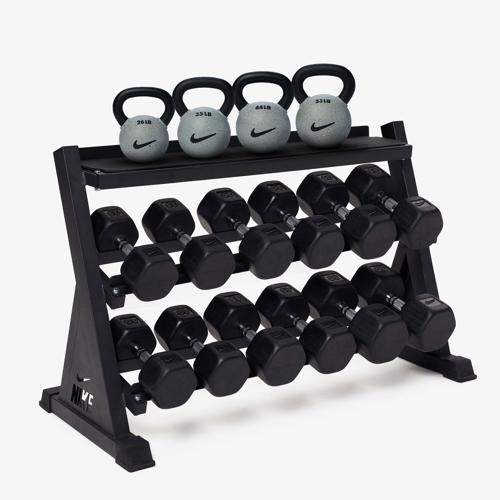 Black/Black / 25-50 lb / Rubber Coated - Nike Grind / 26-53 lb