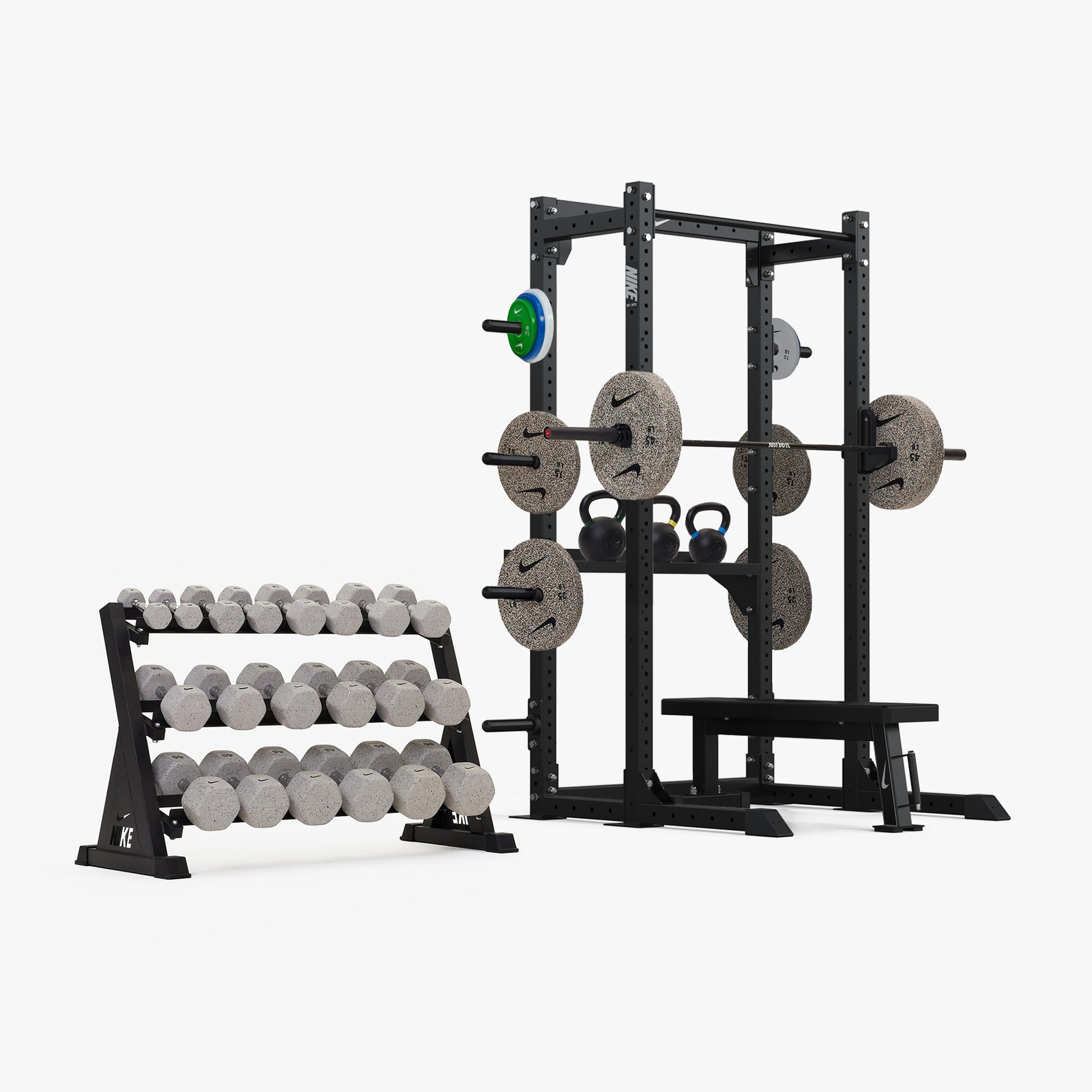 Nike Half Rack / Nike Grind Dumbbells + Plates / 20 kg Black ("Just Do It")