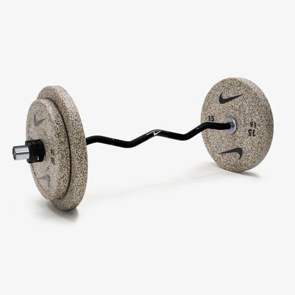 Nike Curl Bar - Black / Nike Grind Bumper Plates (10 and 15 lb pairs) / Black/White