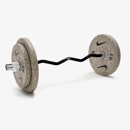 Nike Curl Bar - Black / Nike Grind Bumper Plates (10 and 15 lb pairs) / White/Black