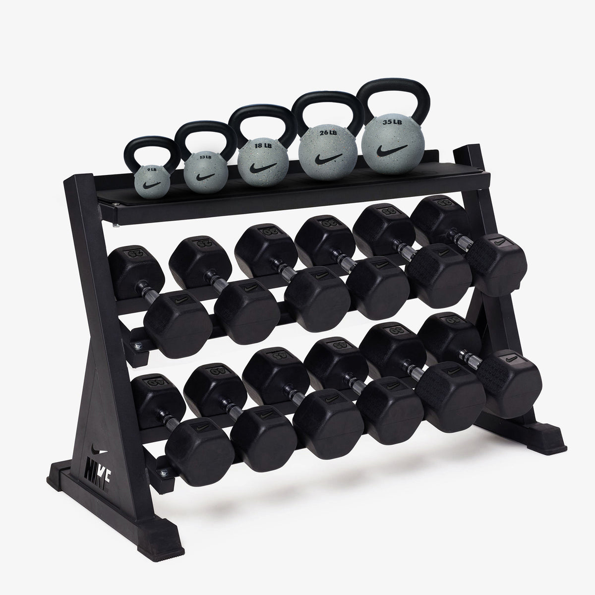 Black/Black / 25-50 lb / Rubber Coated - Nike Grind / 9-35 lb