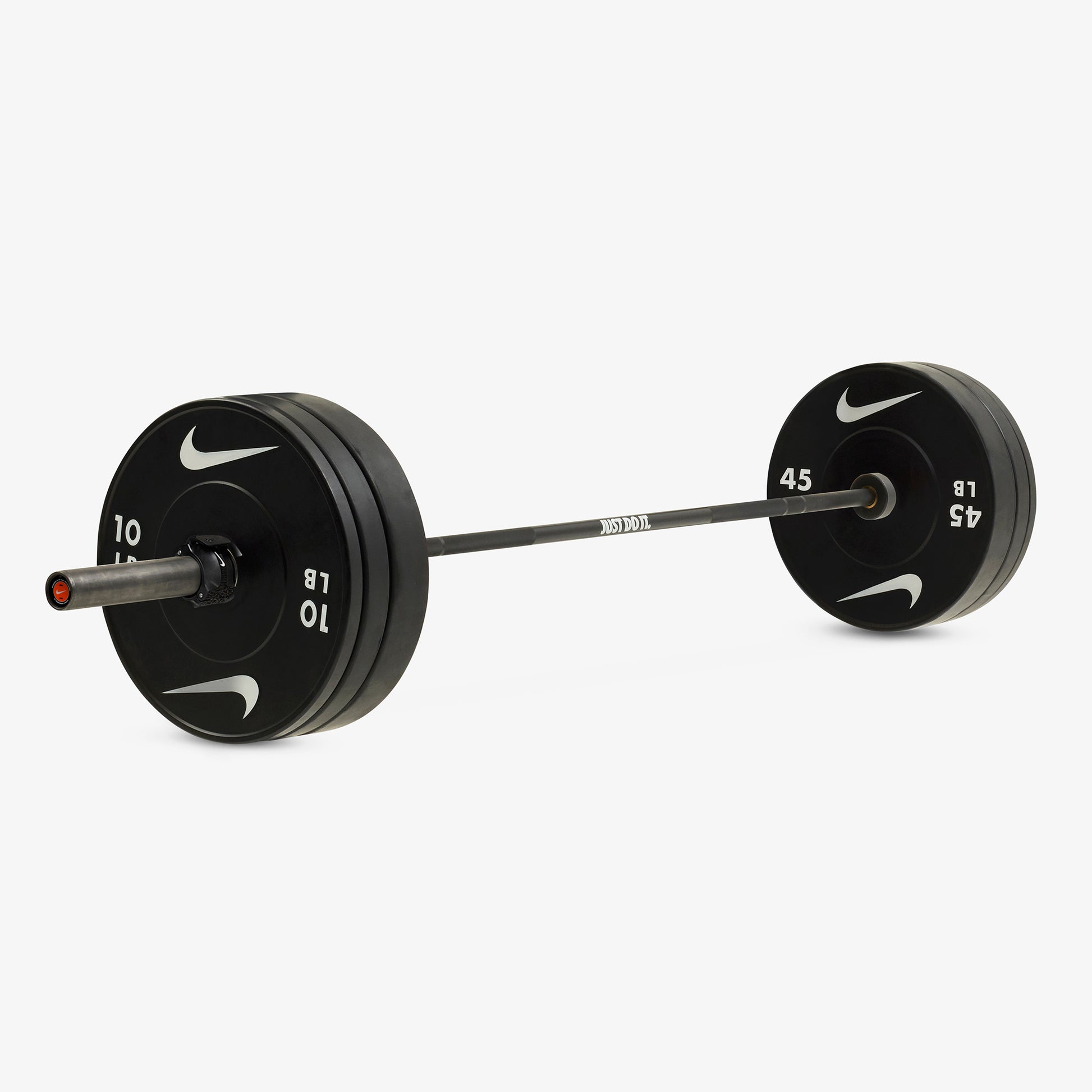 20 kg Nike Strength Shield - Black ("Just Do It") / Nike Black Bumper Plates / Black/White