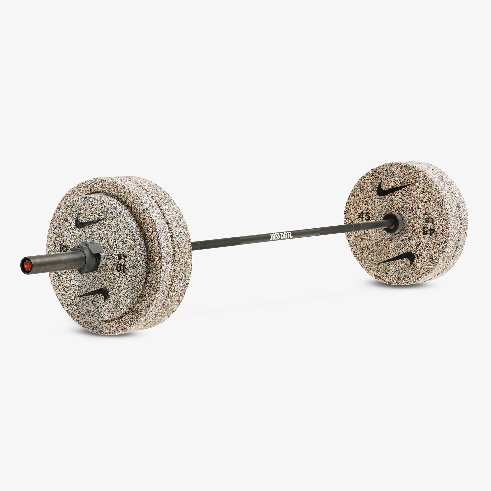 20 kg Nike Strength Shield - Black ("Just Do It") / Nike Grind Bumper Plates / Grey/Black