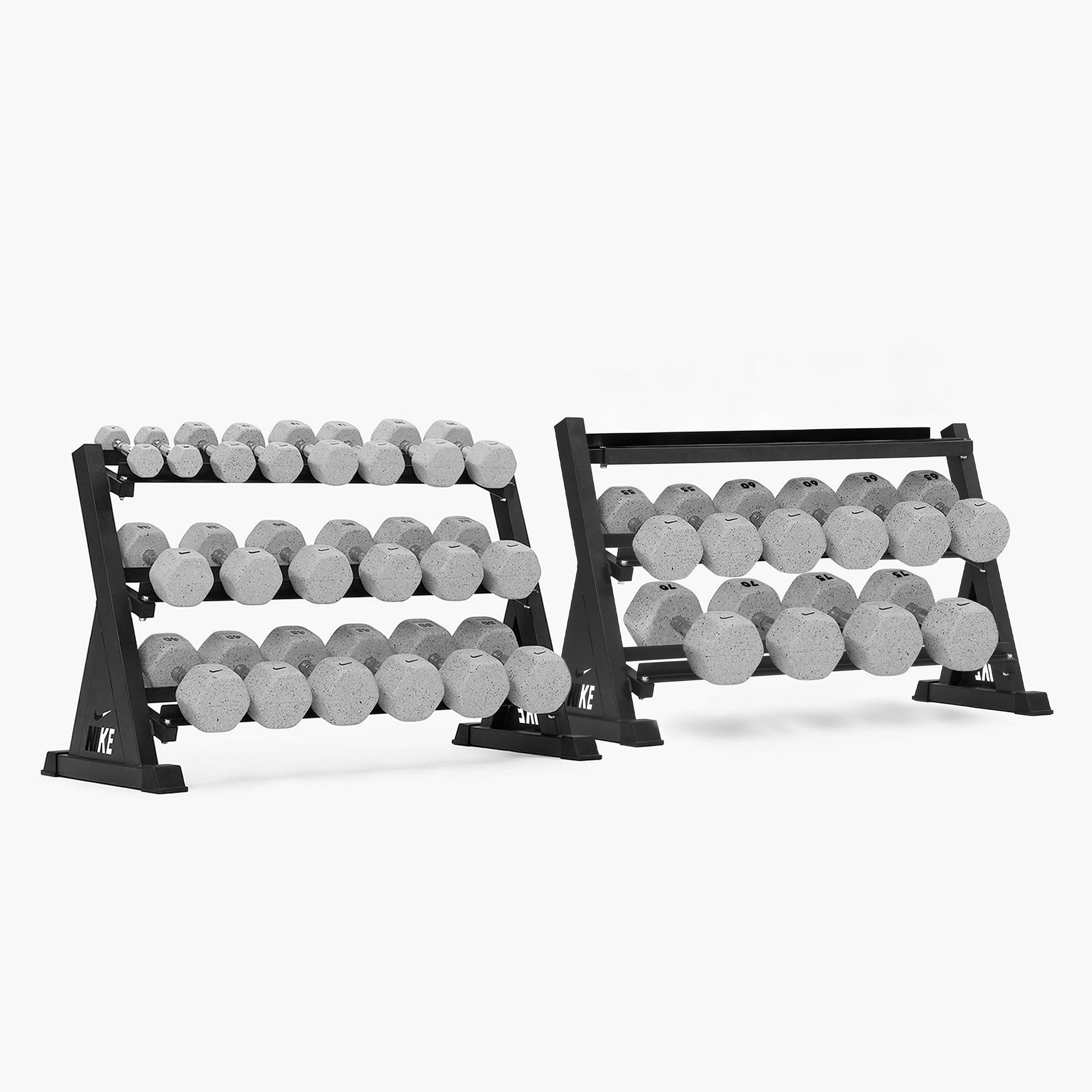 Nike Grind Dumbbells / Nike Grind Bumper Plates / Nike Strength Shield Barbell 15 kg - Orange Swoosh | Nike Grind Dumbbells / Nike Grind Bumper Plates / Nike Strength Shield Barbell 20 kg - Orange Swoosh | Nike Grind Dumbbells / Nike Grind Bumper Plates / Nike Strength Shield Barbell 20 kg - Red Swoosh | Nike Grind Dumbbells / Nike Grind Bumper Plates / Nike Strength Shield Barbell 20 kg - Black ("Just Do It")