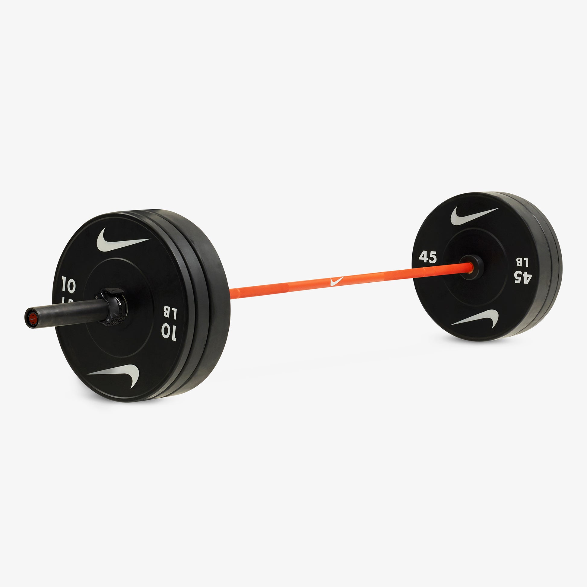 20 kg Nike Strength Shield - Orange Swoosh / Nike Black Bumper Plates / Black/White