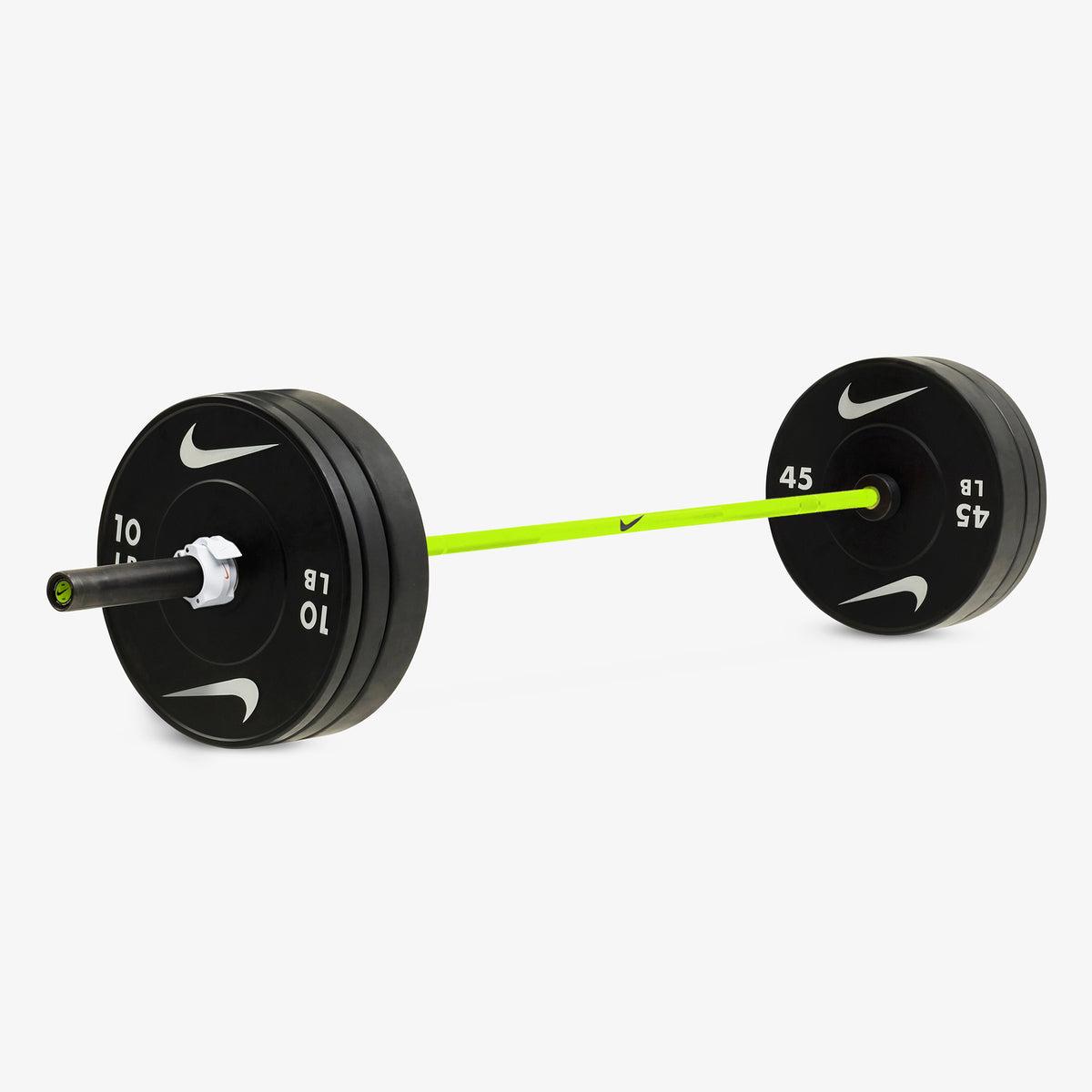 20 kg Nike Strength Shield - Volt Swoosh / Nike Black Bumper Plates / White/Orange
