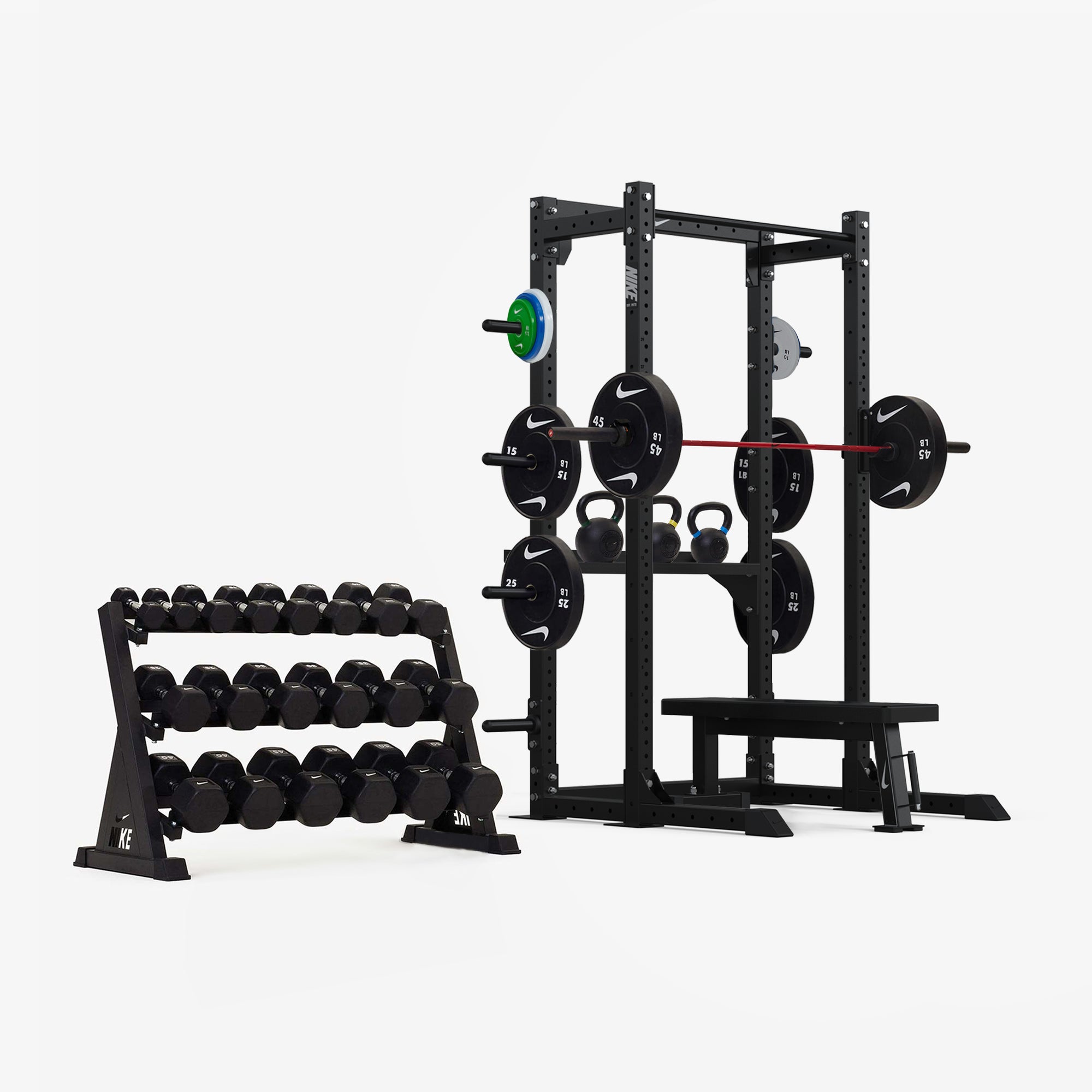 Nike Half Rack / Black/White Dumbbells + Plates / 20 kg Red SWOOSH