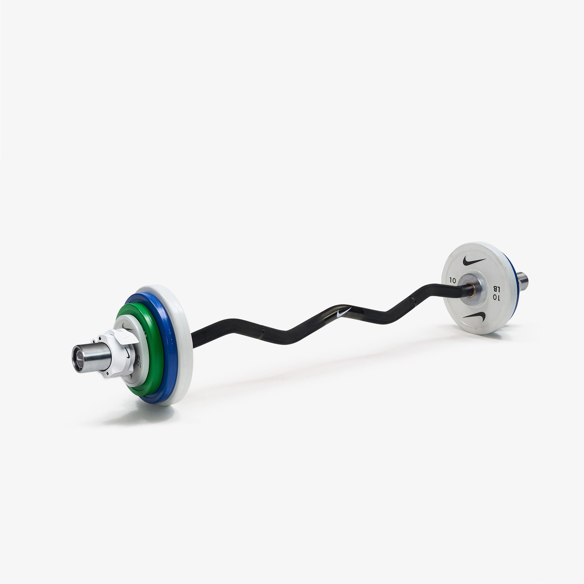 Nike Curl Bar - Black / Nike Change Plates (1.25 - 10 lb pairs) / White/Black