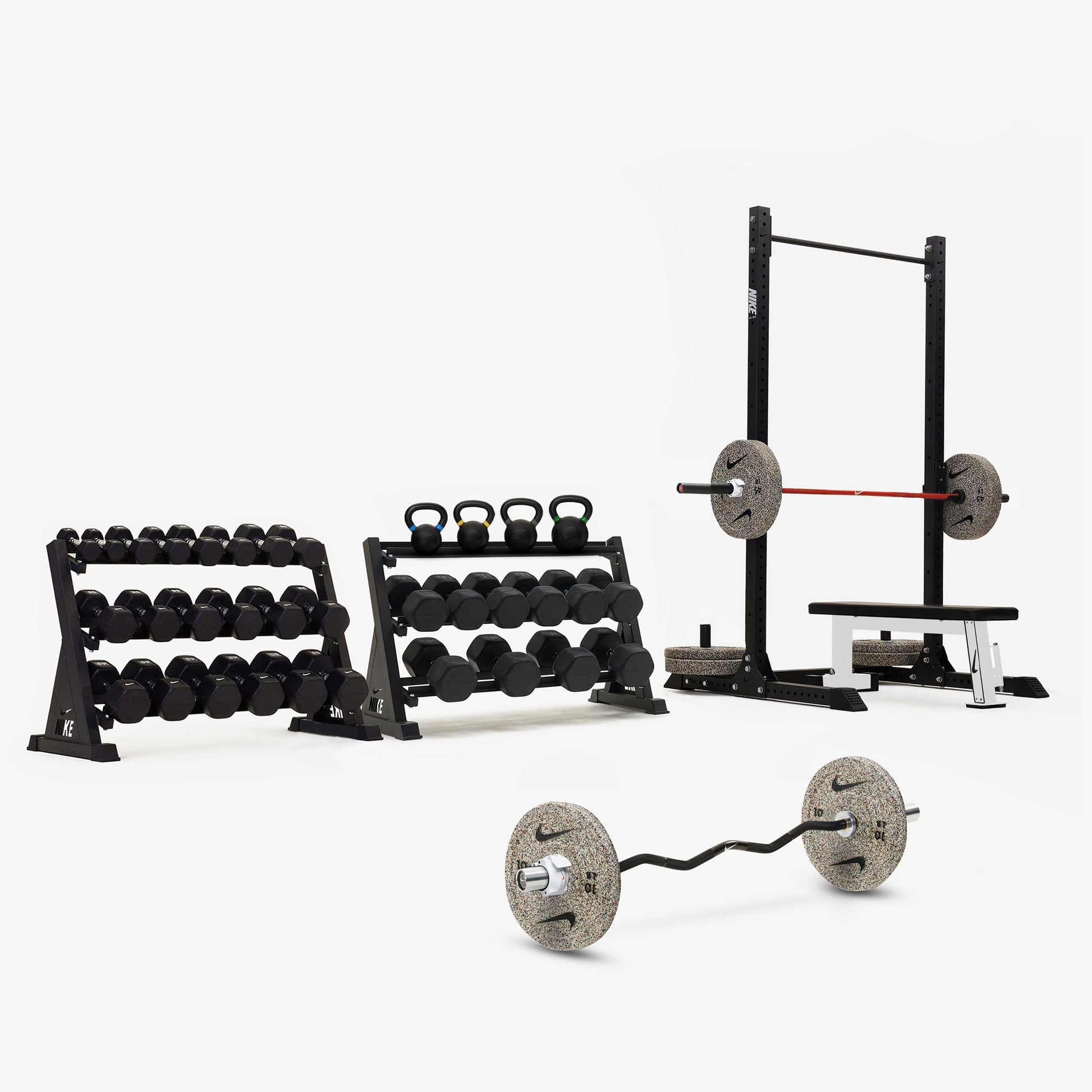 20 kg Orange SWOOSH / Nike Grind Bumper Plates / Black/White