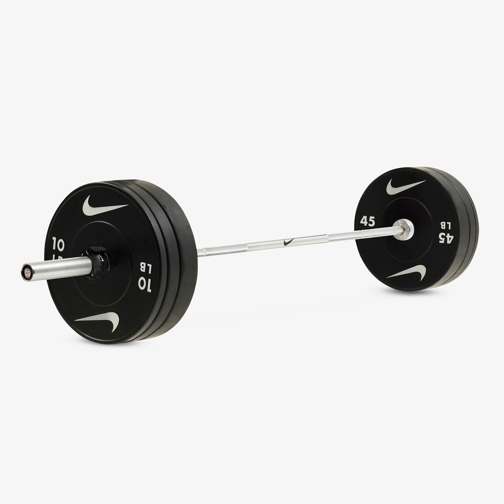 20 kg Nike Chrome Swoosh / Nike Black Bumper Plates / Black/White