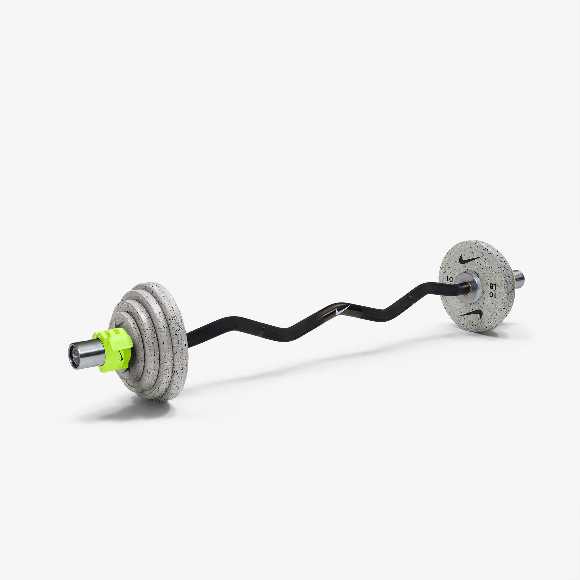 Nike Curl Bar - Black / Nike Grind Change Plates (1.25 - 10 lb pairs) / Volt/Black