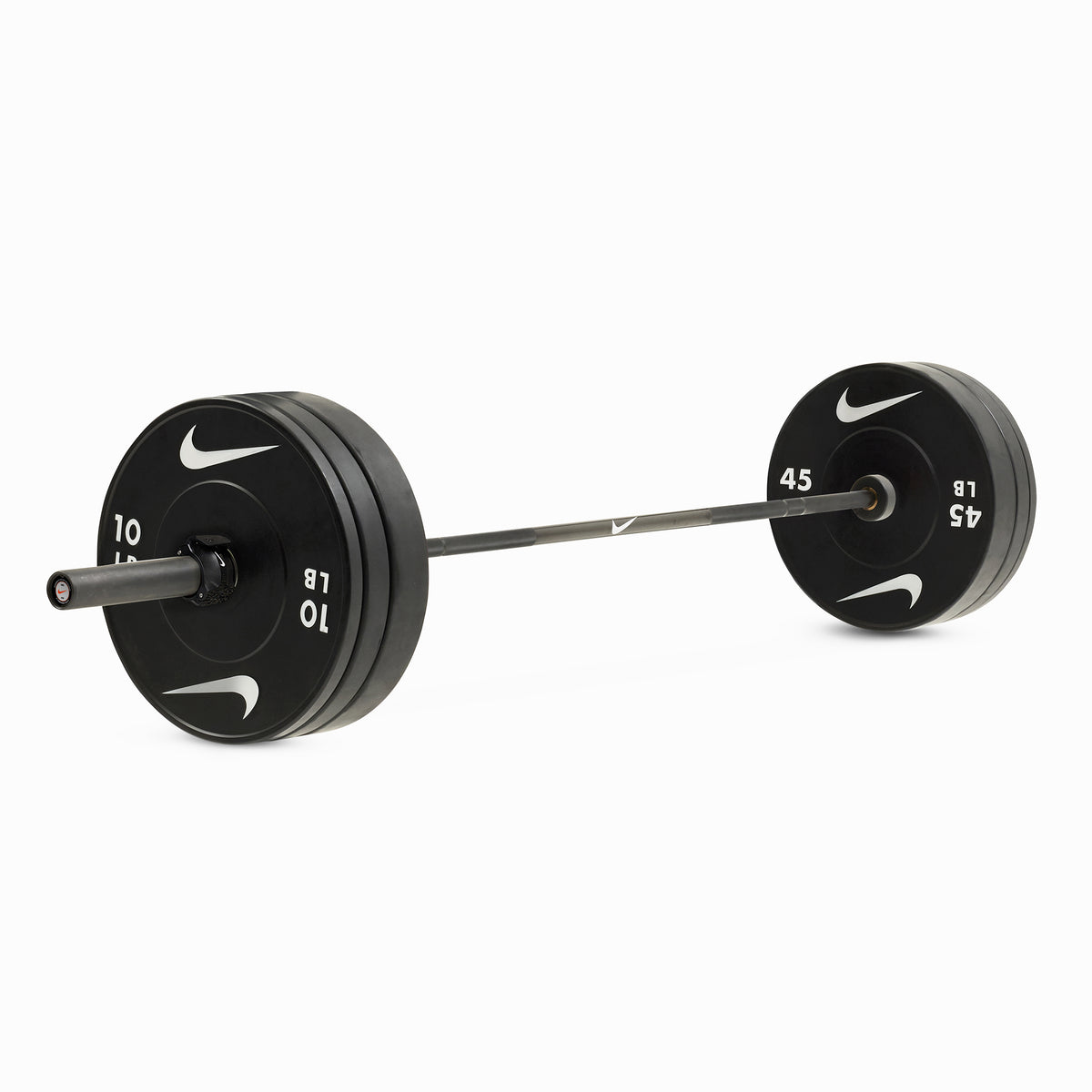 20 kg Nike Black Chrome Swoosh / Nike Black Bumper Plates / Black/White
