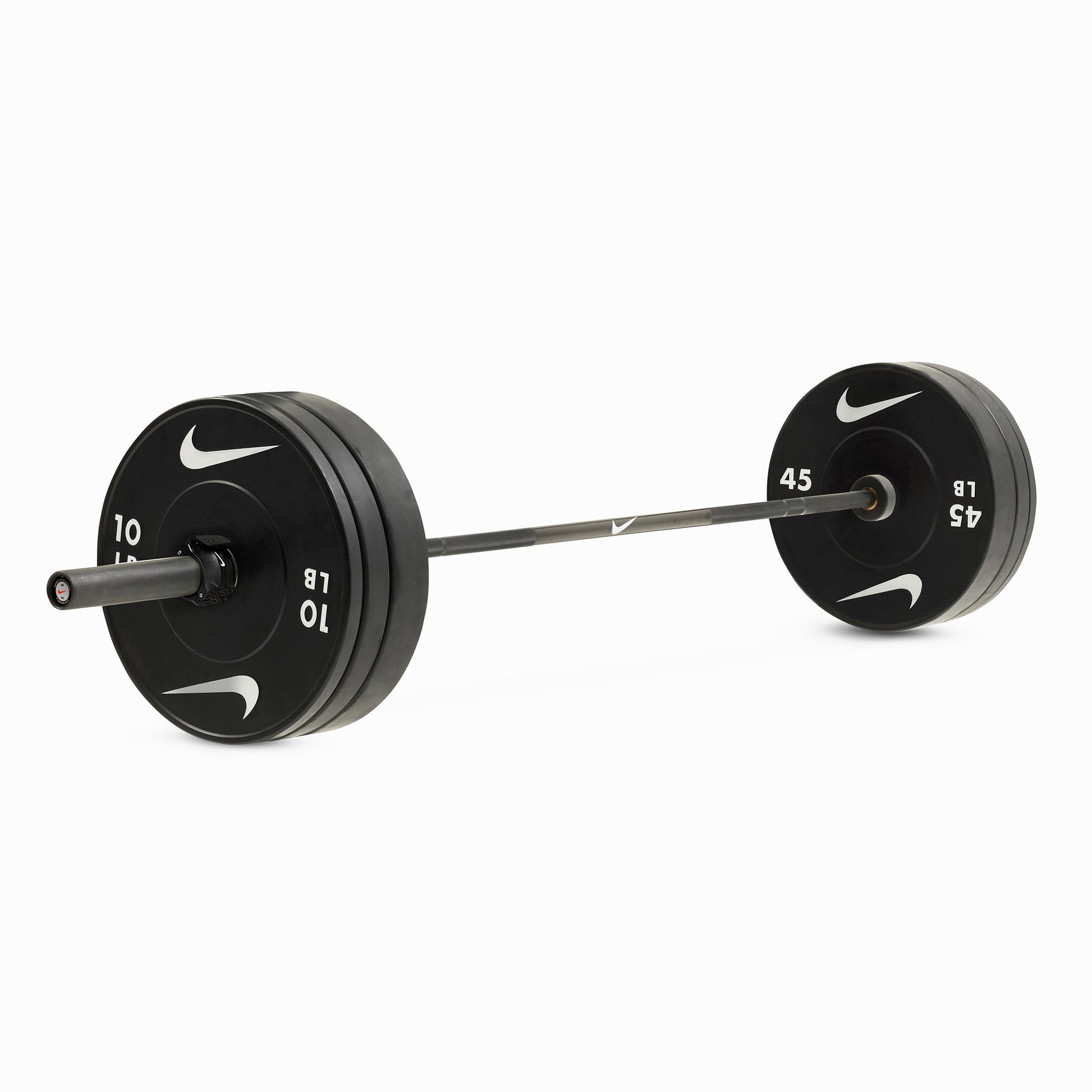 20 kg Nike Black Chrome Swoosh / Nike Black Bumper Plates / Black/White
