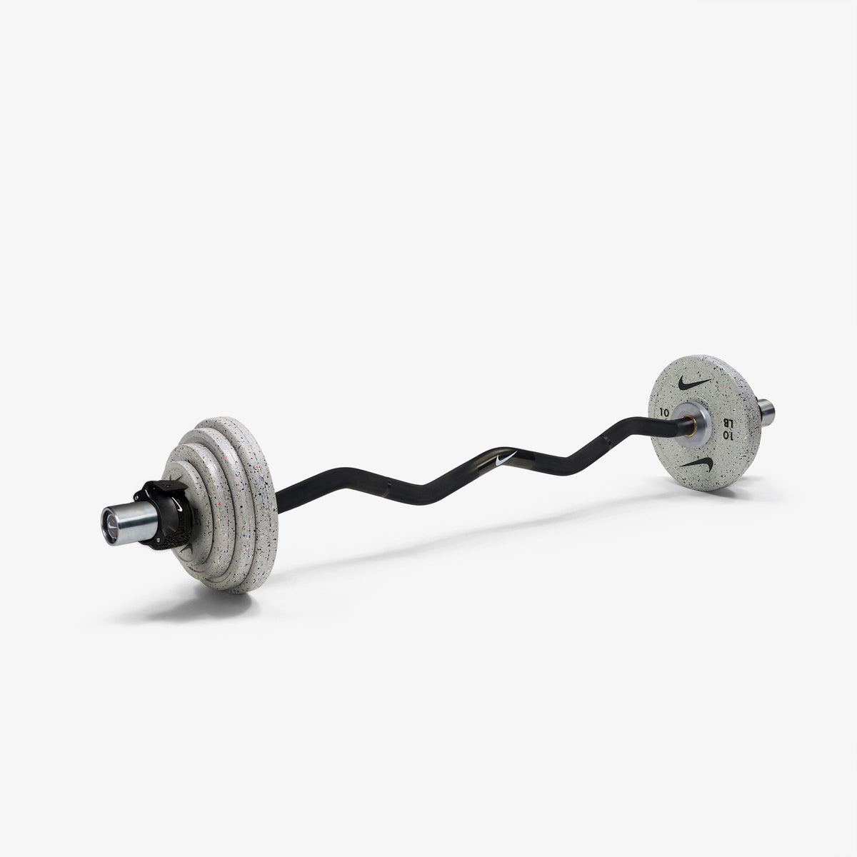 Nike Curl Bar - Black / Nike Grind Change Plates (1.25 - 10 lb pairs) / Black/White