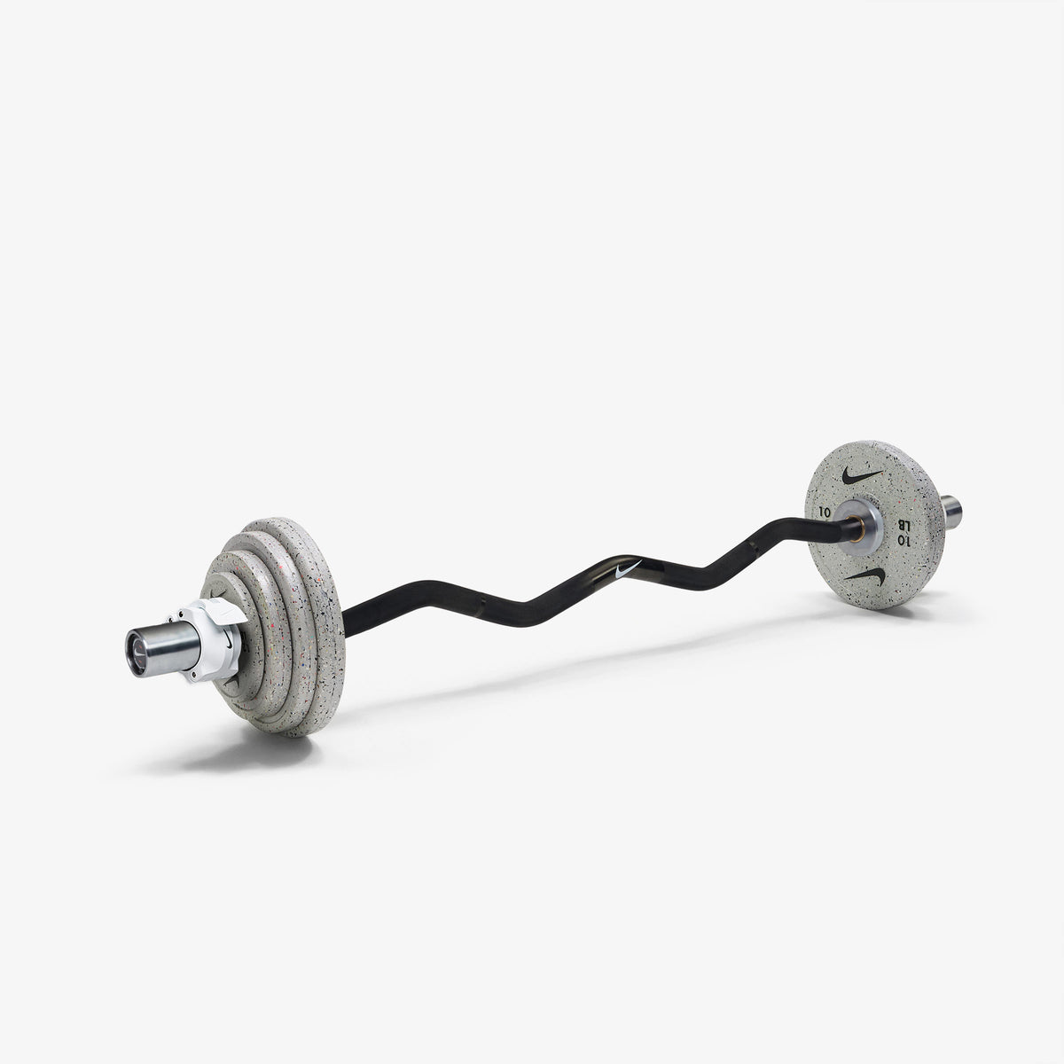 Nike Curl Bar - Black / Nike Grind Change Plates (1.25 - 10 lb pairs) / White/Black