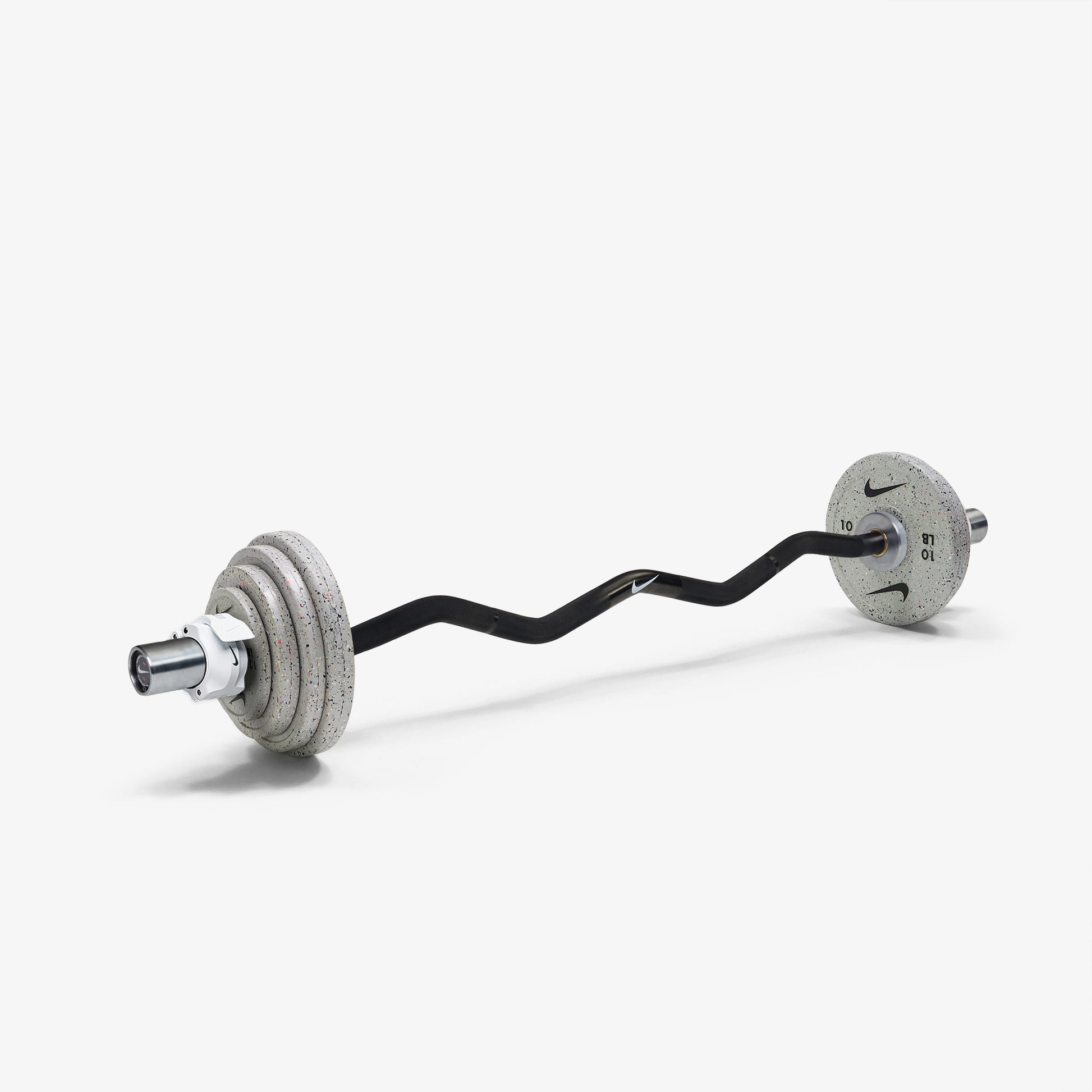 Nike Curl Bar - Black / Nike Grind Change Plates (1.25 - 10 lb pairs) / White/Black