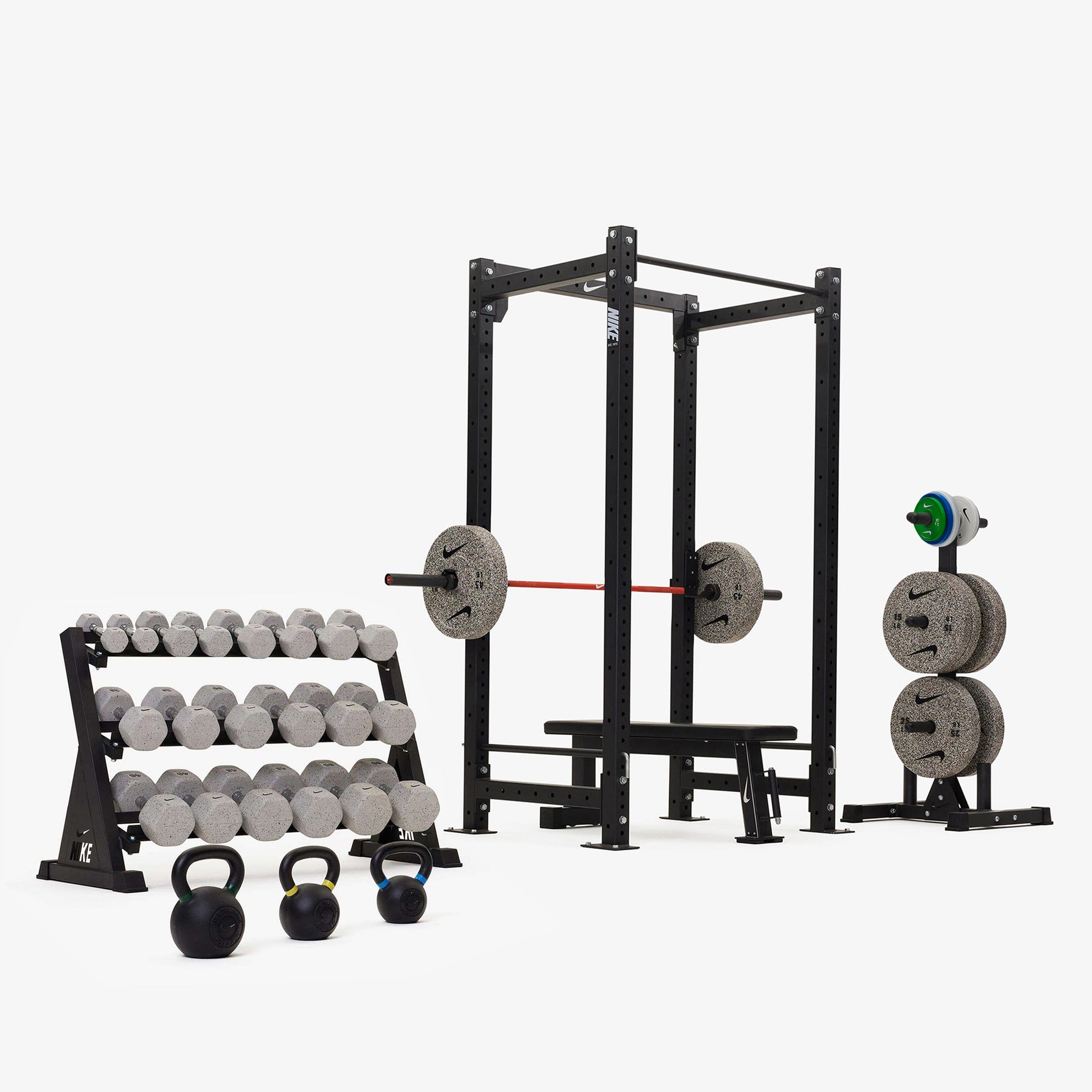 Nike Squat Cage / Nike Grind Dumbbells + Plates / 15 kg Orange SWOOSH