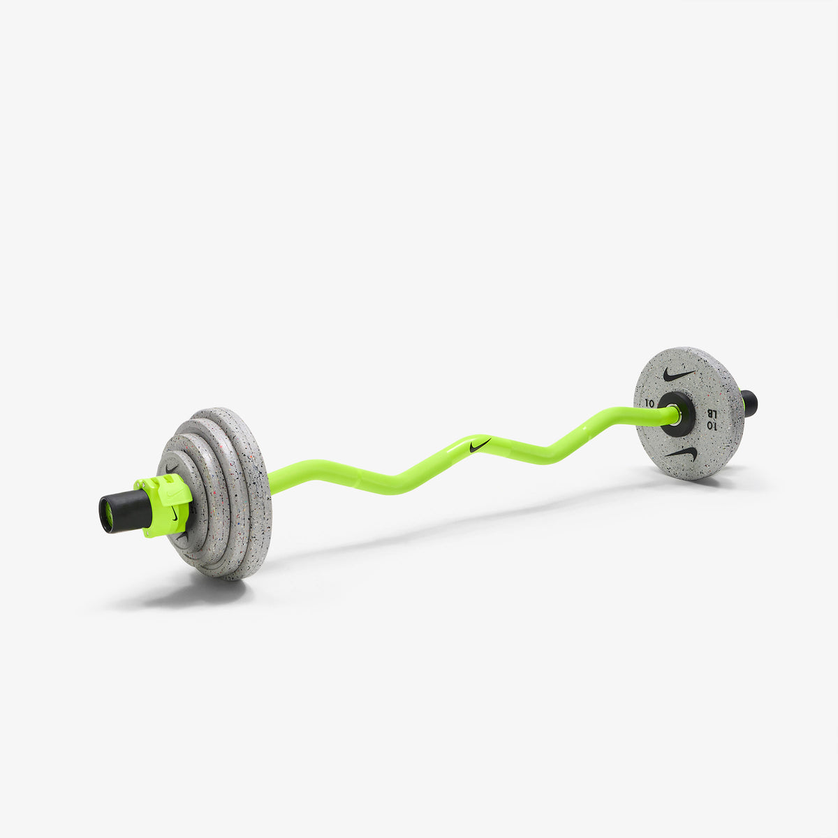 Nike Strength Shield Curl Bar - Volt Swoosh / Nike Grind Change Plates (1.25 - 10 lb pairs) / Volt/Black
