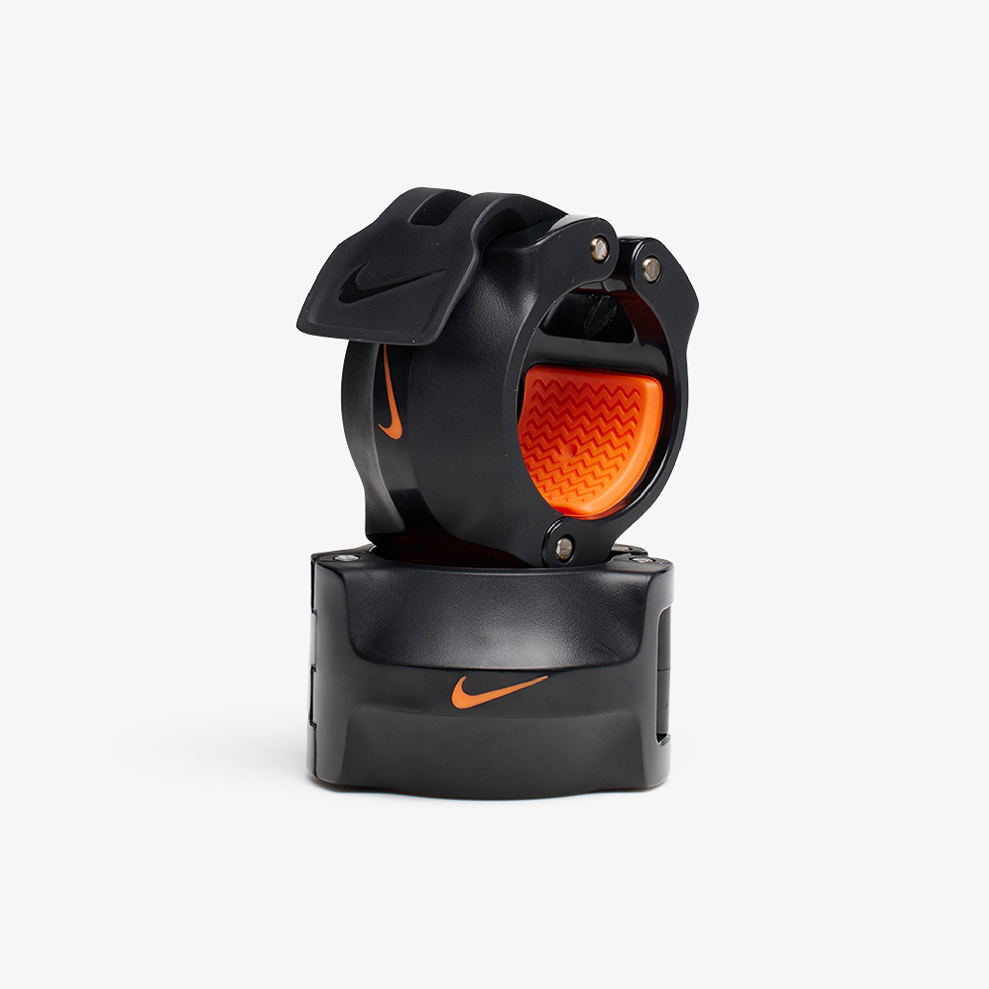 Nike Strength Shield Curl Bar - Volt Swoosh / Nike Grind Bumper Plates (10 and 15 lb pairs) / Black/Orange | Nike Strength Shield Curl Bar - Volt Swoosh / Nike Grind Change Plates (1.25 - 10 lb pairs) / Black/Orange | Nike Strength Shield Curl Bar - Volt Swoosh / Nike Strength Pro Urethane Plates (2.5 - 10 lb pairs) / Black/Orange