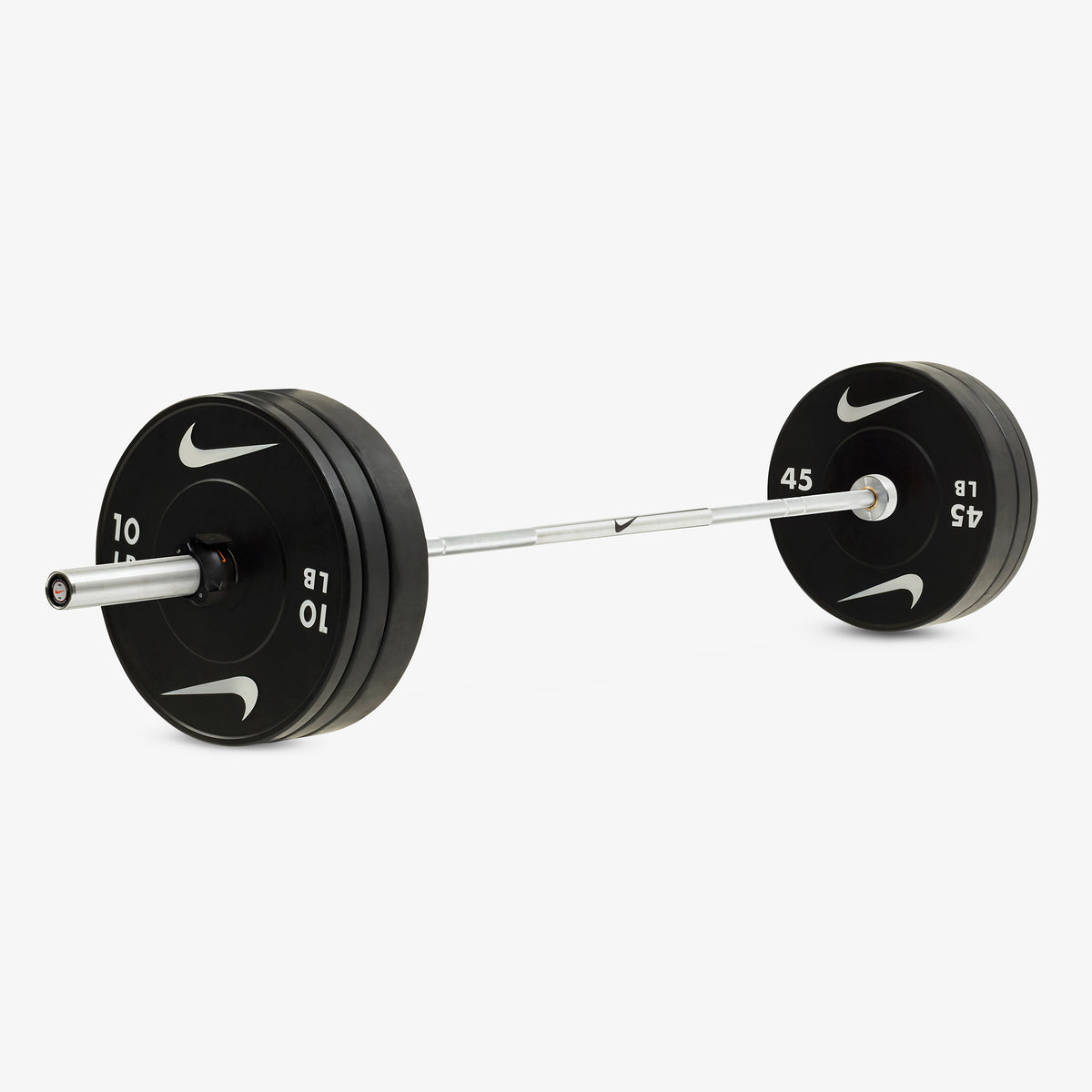 20 kg Nike Chrome Swoosh / Nike Black Bumper Plates / Black/Orange