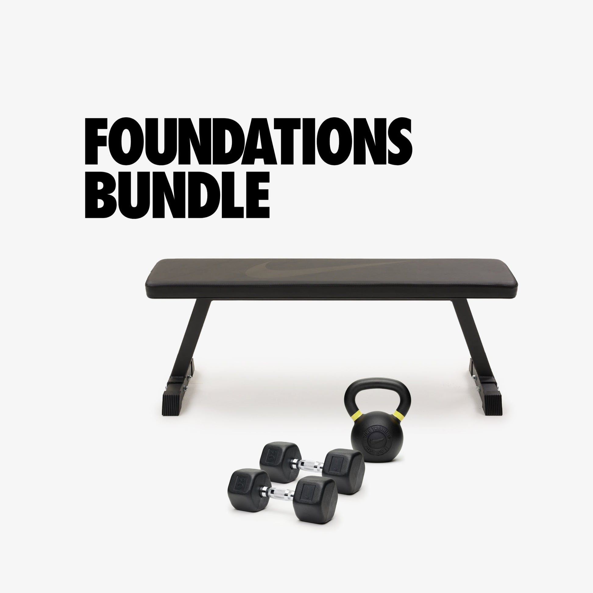 Nike Foundations Bundle | Workout Bench With Dumbbells and Kettlebell ...
