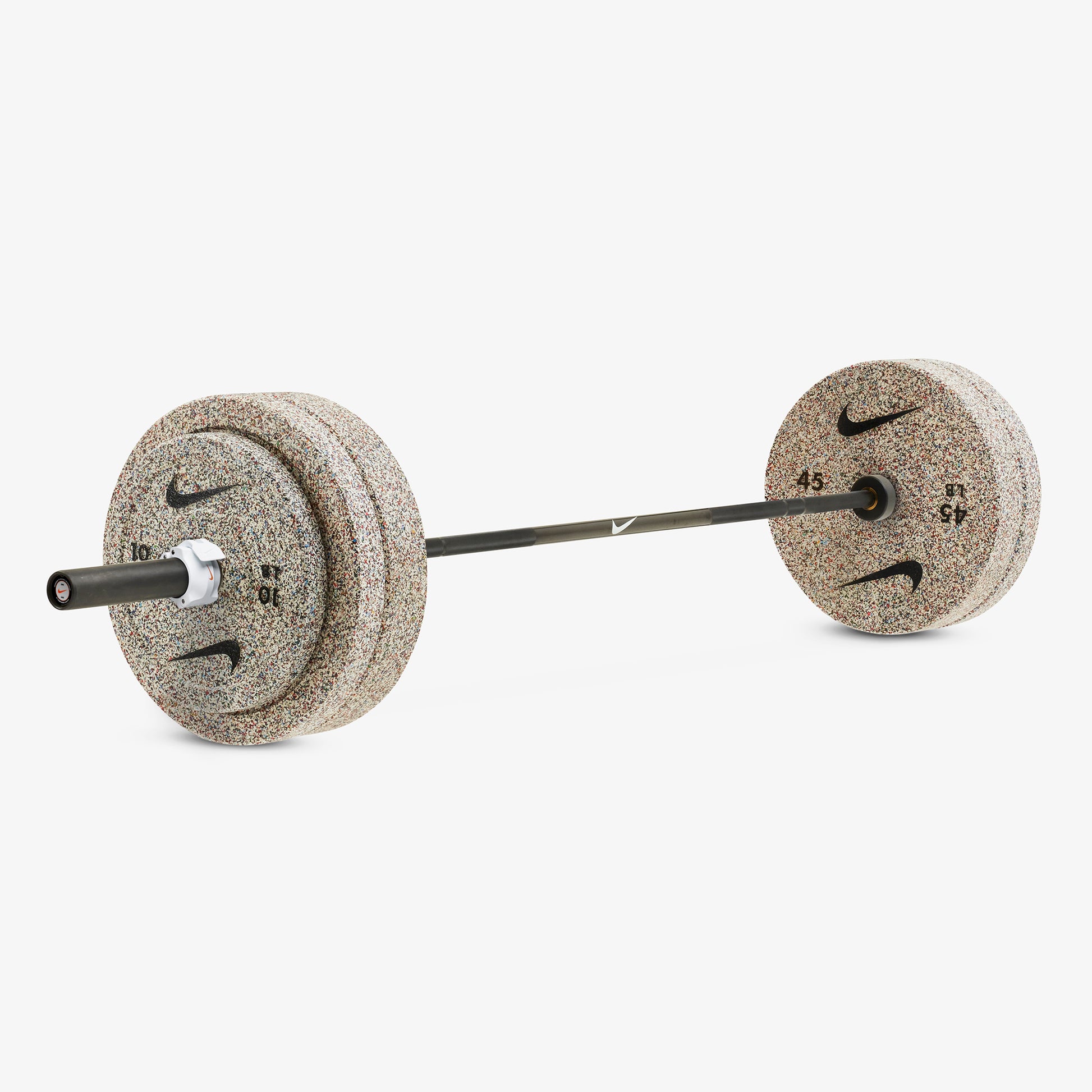 20 kg Nike Black Chrome Swoosh / Nike Grind Bumper Plates / White/Orange