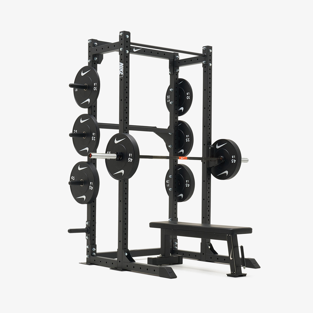 Nike Half Rack / Black Bumper Plates / 20 kg Nike 1972 Power Bar