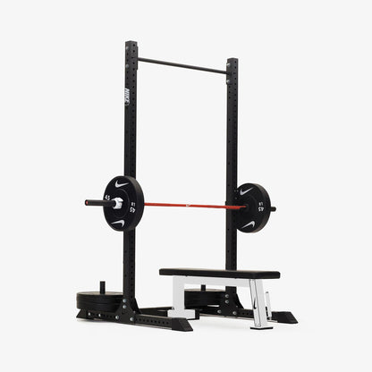 Nike Squat Rack / Black Bumper Plates / 20 kg Nike Strength Shield - Orange SWOOSH