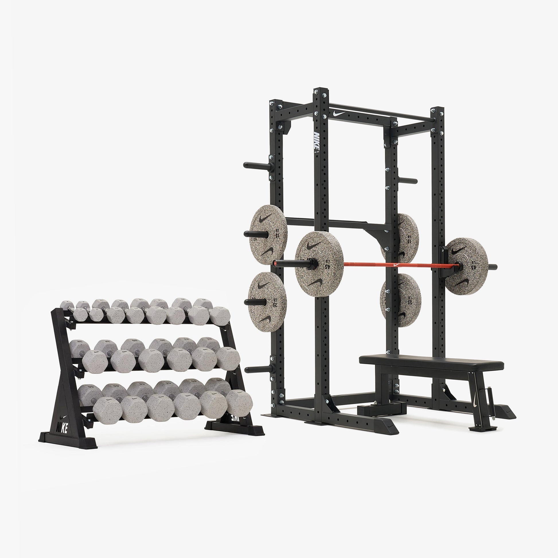 Nike Half Rack / Nike Grind Dumbbells + Mystery Plates / 20 kg Orange SWOOSH